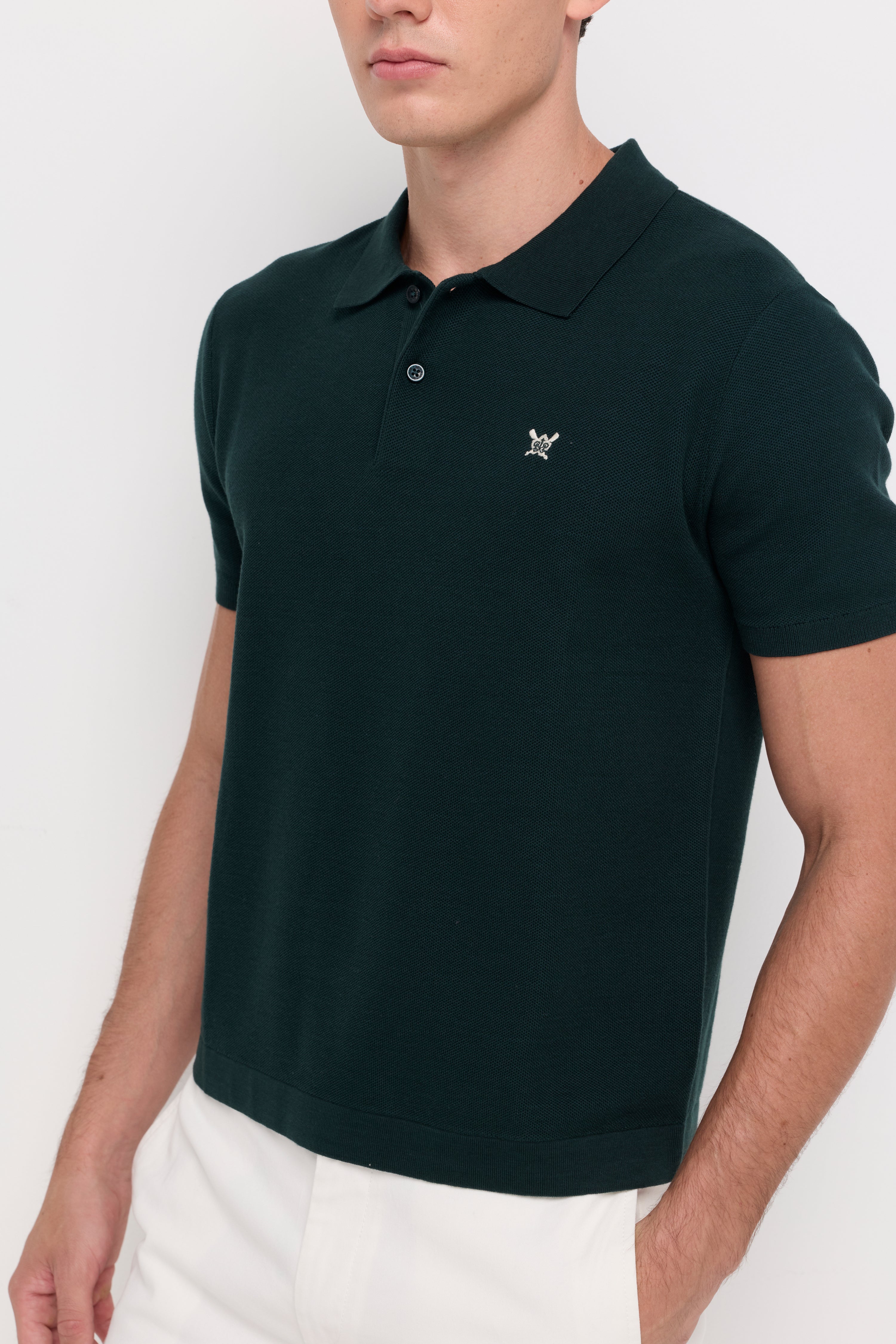 Ribbed Knit Polo Green