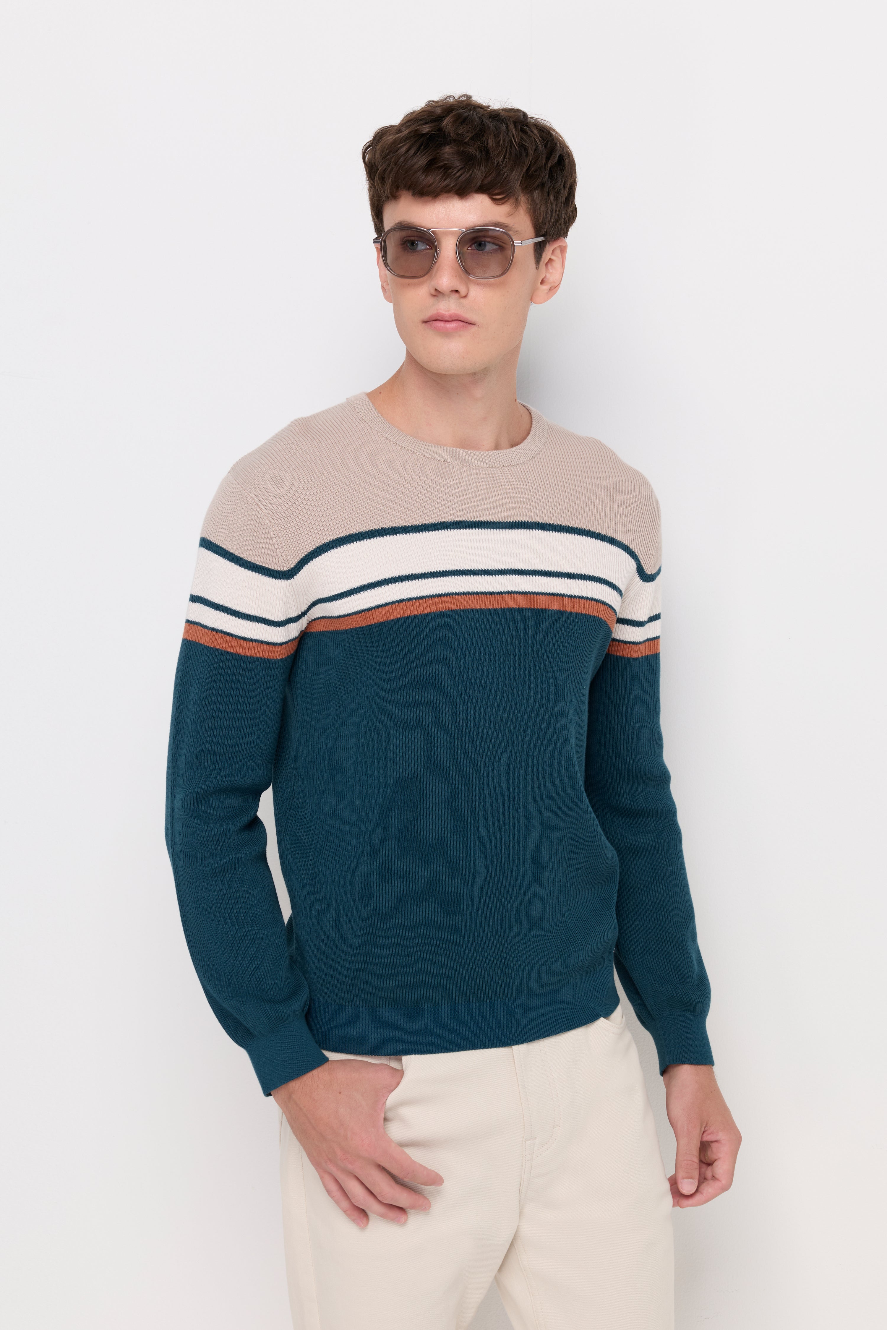 Breton Stripe Knit Sweater Green