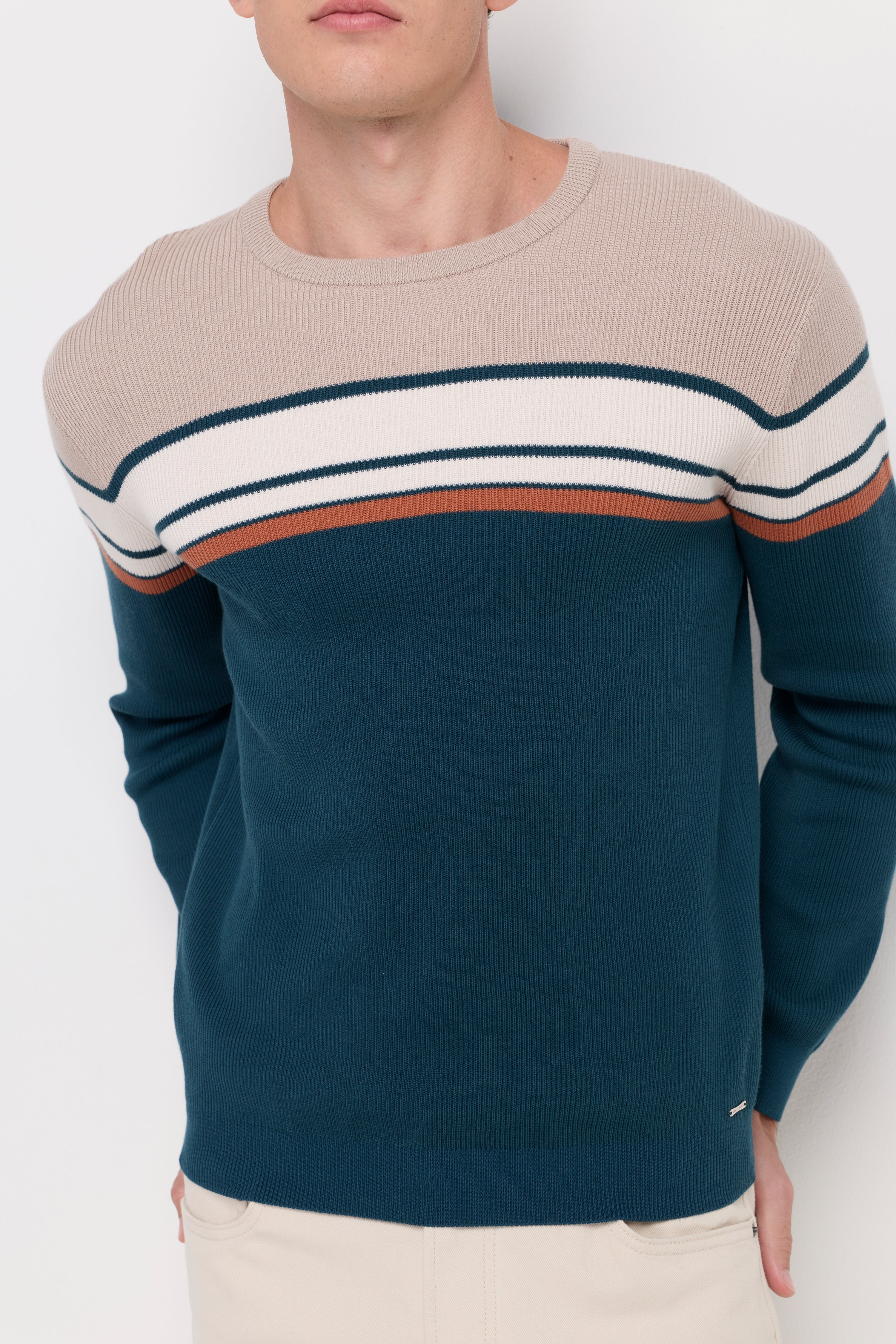 Breton Stripe Knit Sweater Green
