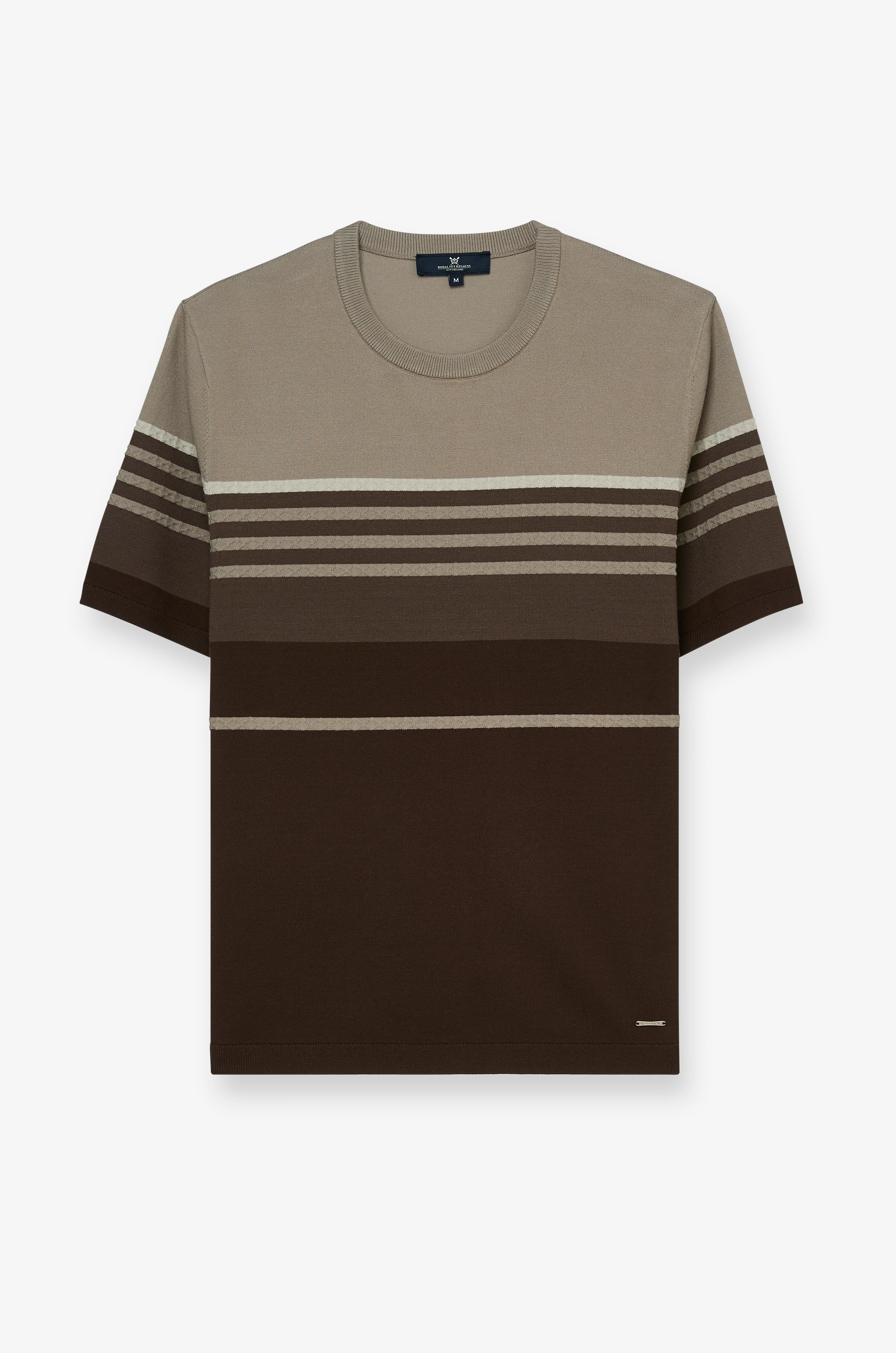 Gradient Stripe Knit T-Shirt Brown