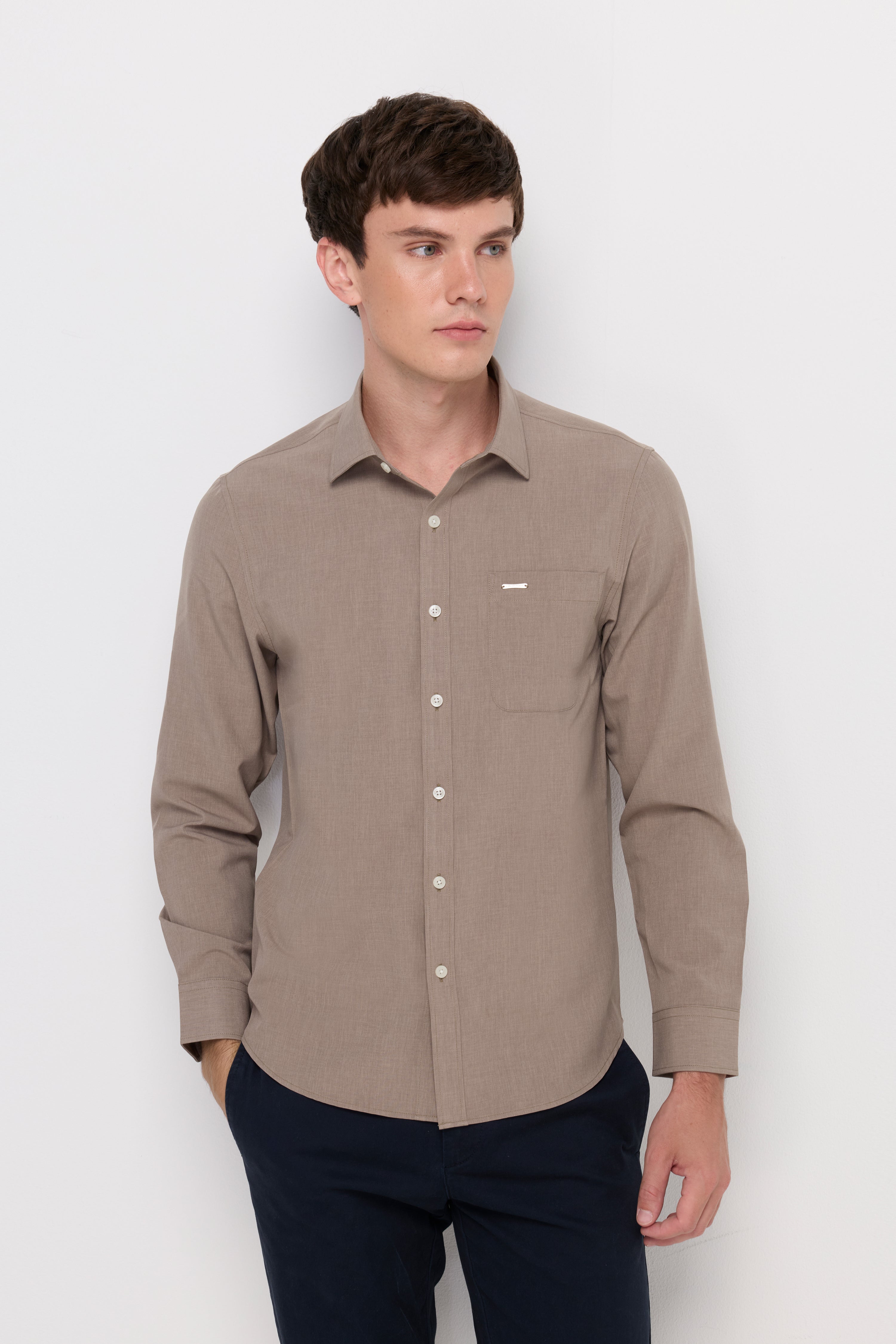Textured Pocket Shirt Brown