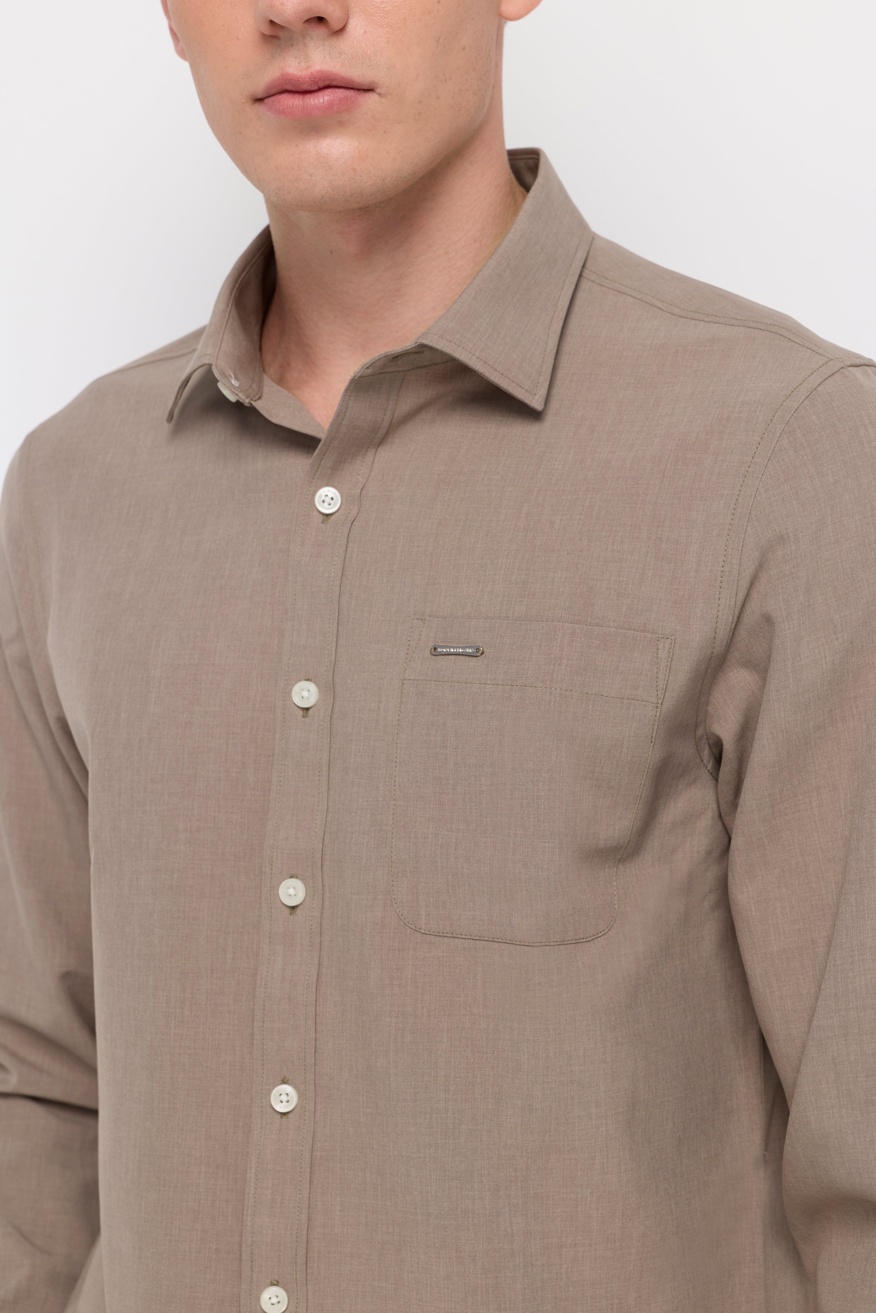 Textured Pocket Shirt Brown