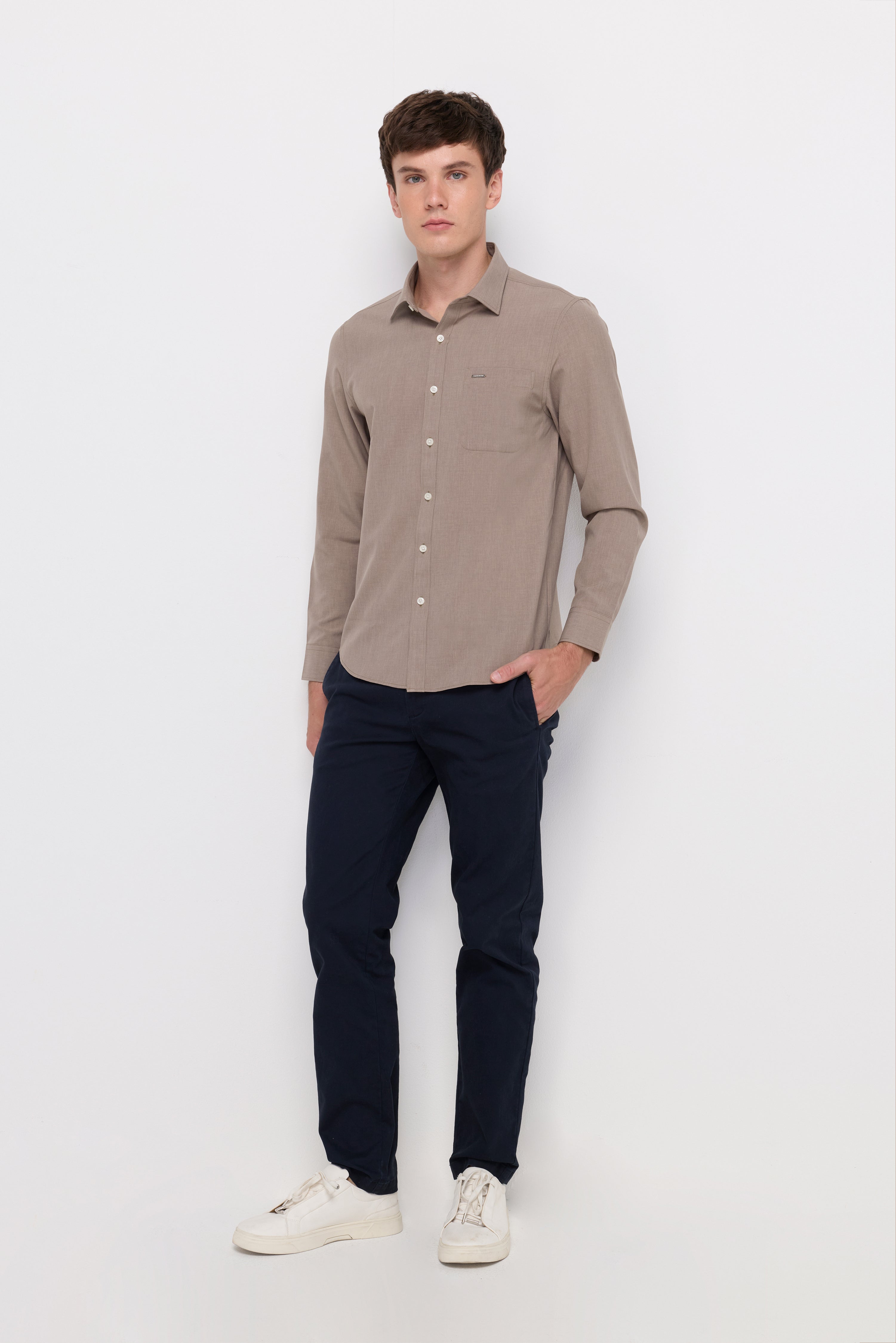 Textured Pocket Shirt Brown