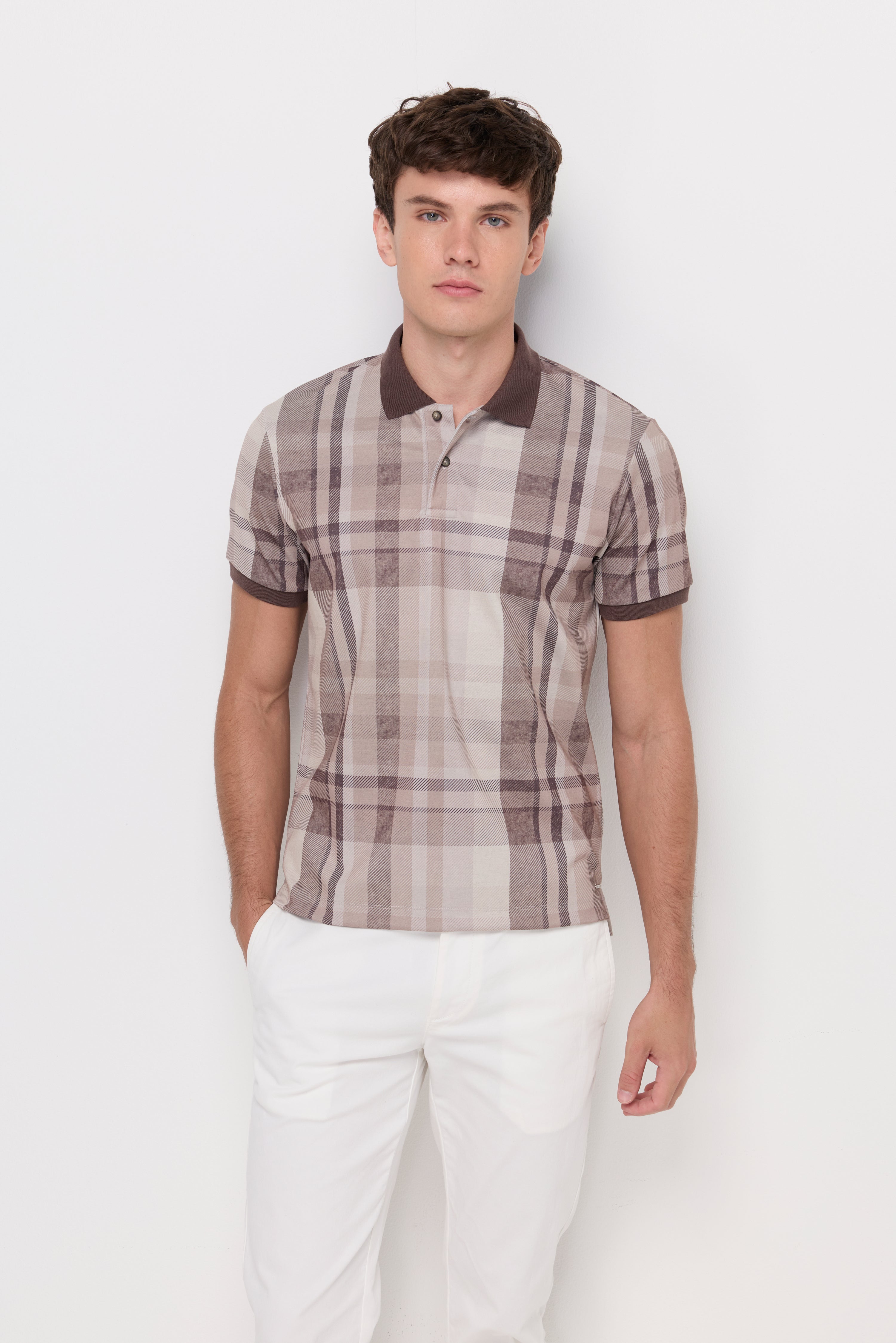 Heritage Check Polo Shirt Check Brown
