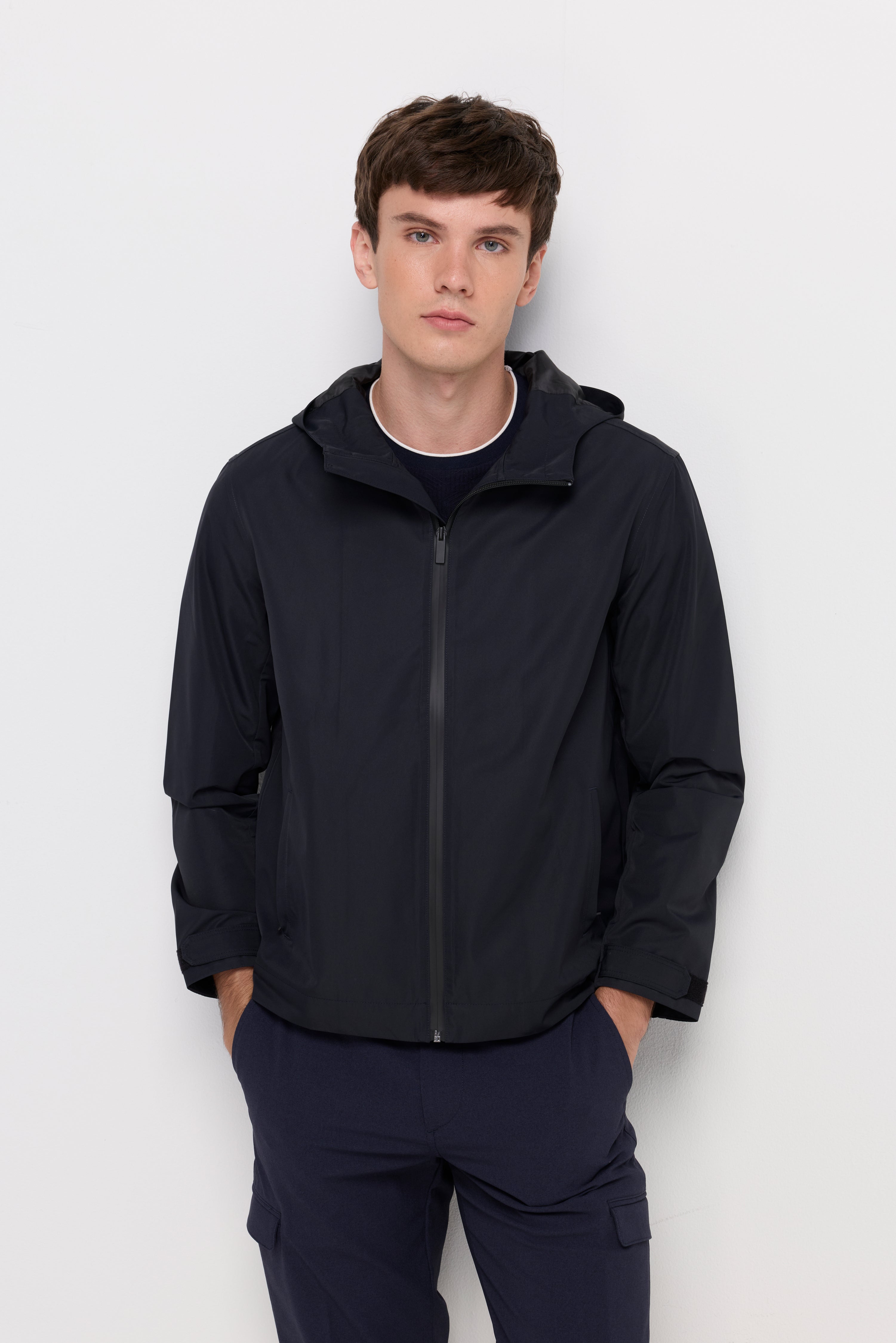 Zip-Up Hooded Jacket Navy