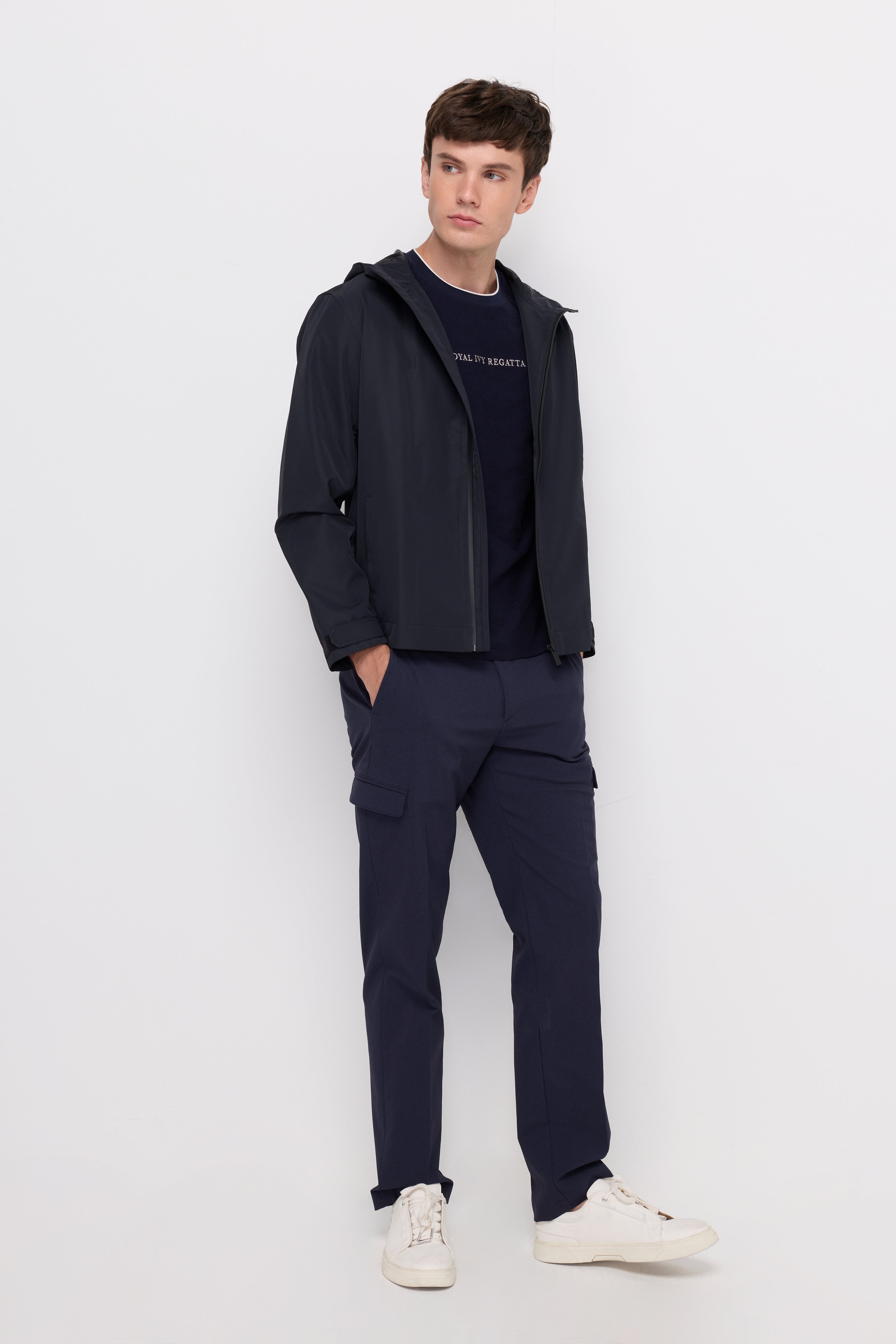 Zip-Up Hooded Jacket Navy