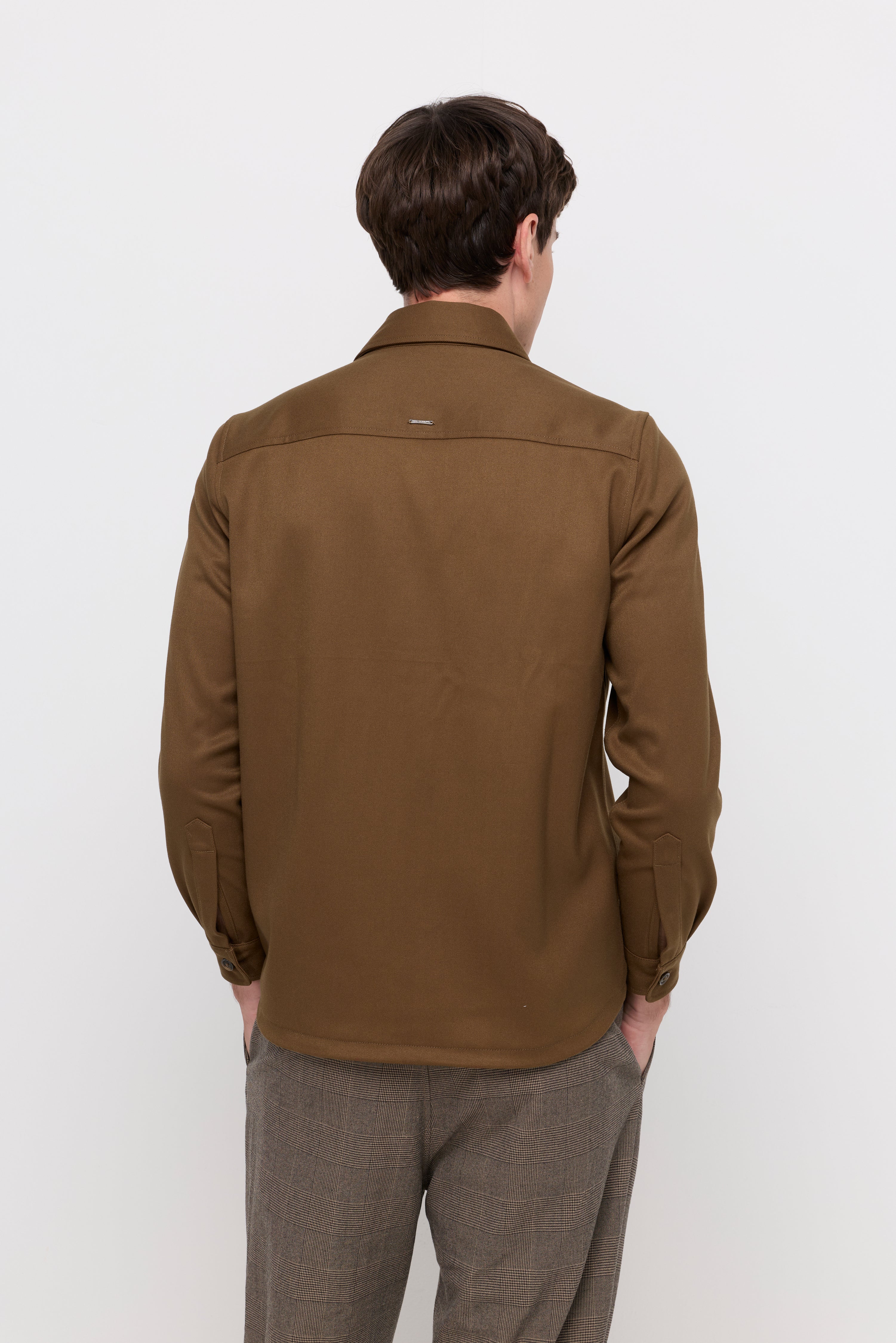 Snap Button Overshirt Brown