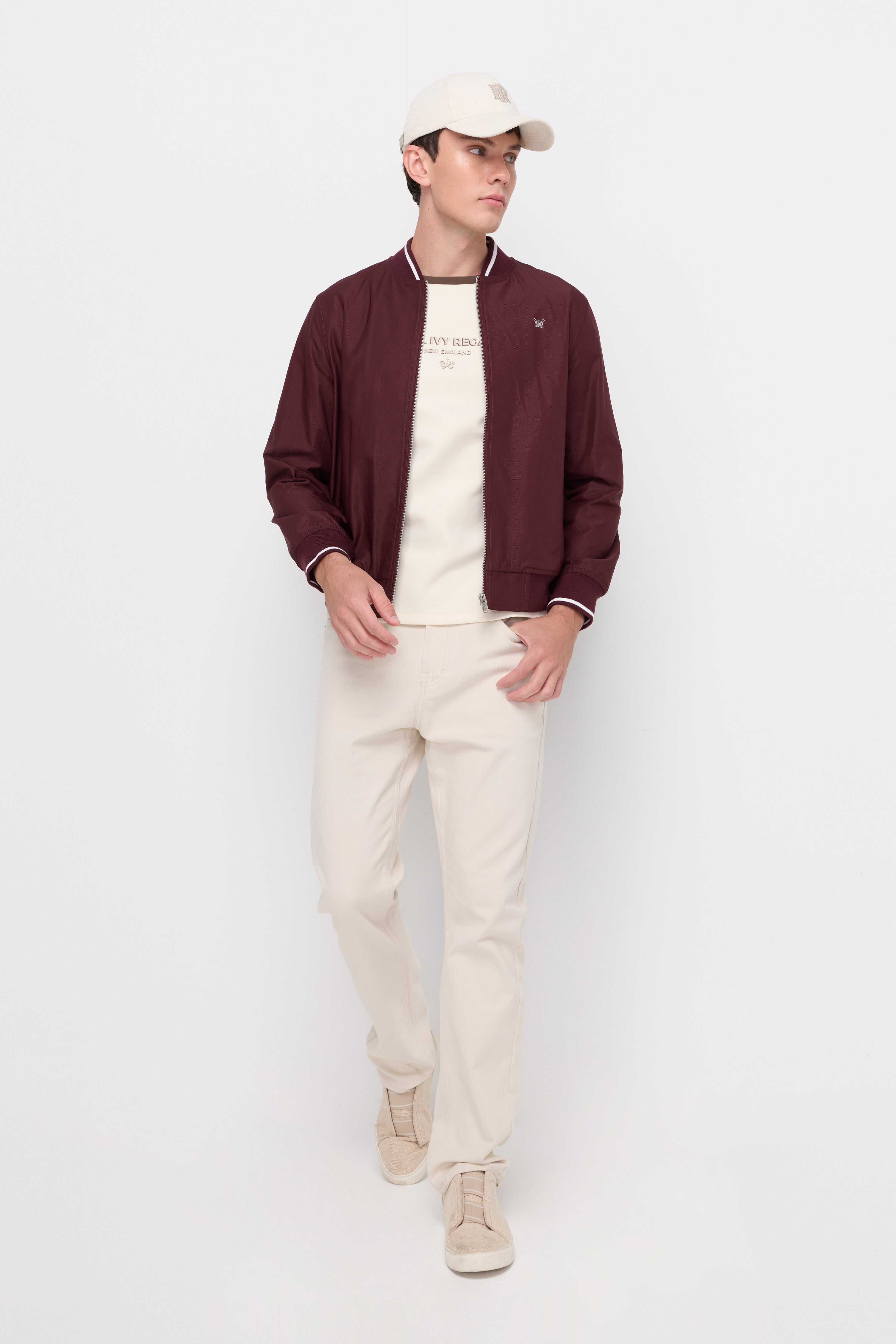 Twill Bomber Jacket Maroon