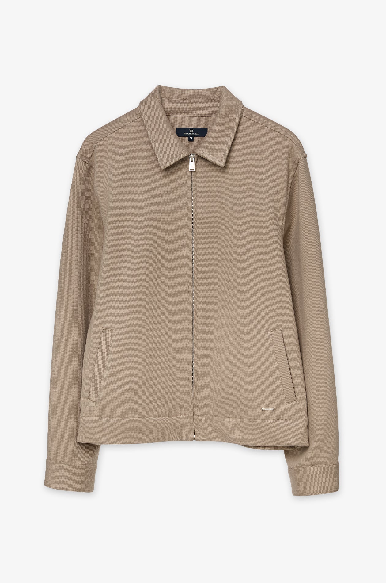 Textured Zip-Front Harrington Jacket Beige