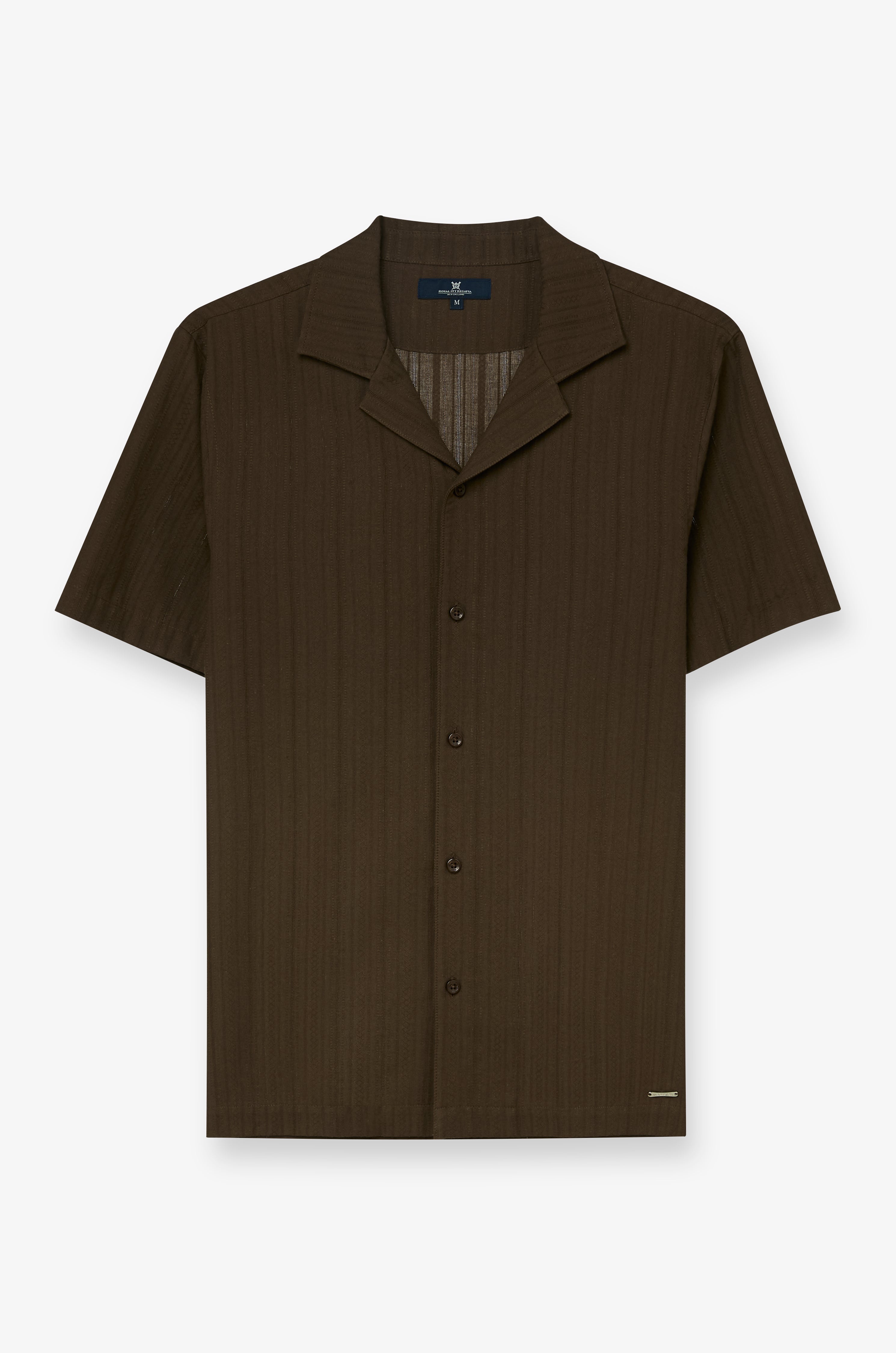 Textured Camp Collar Shirt Brown
