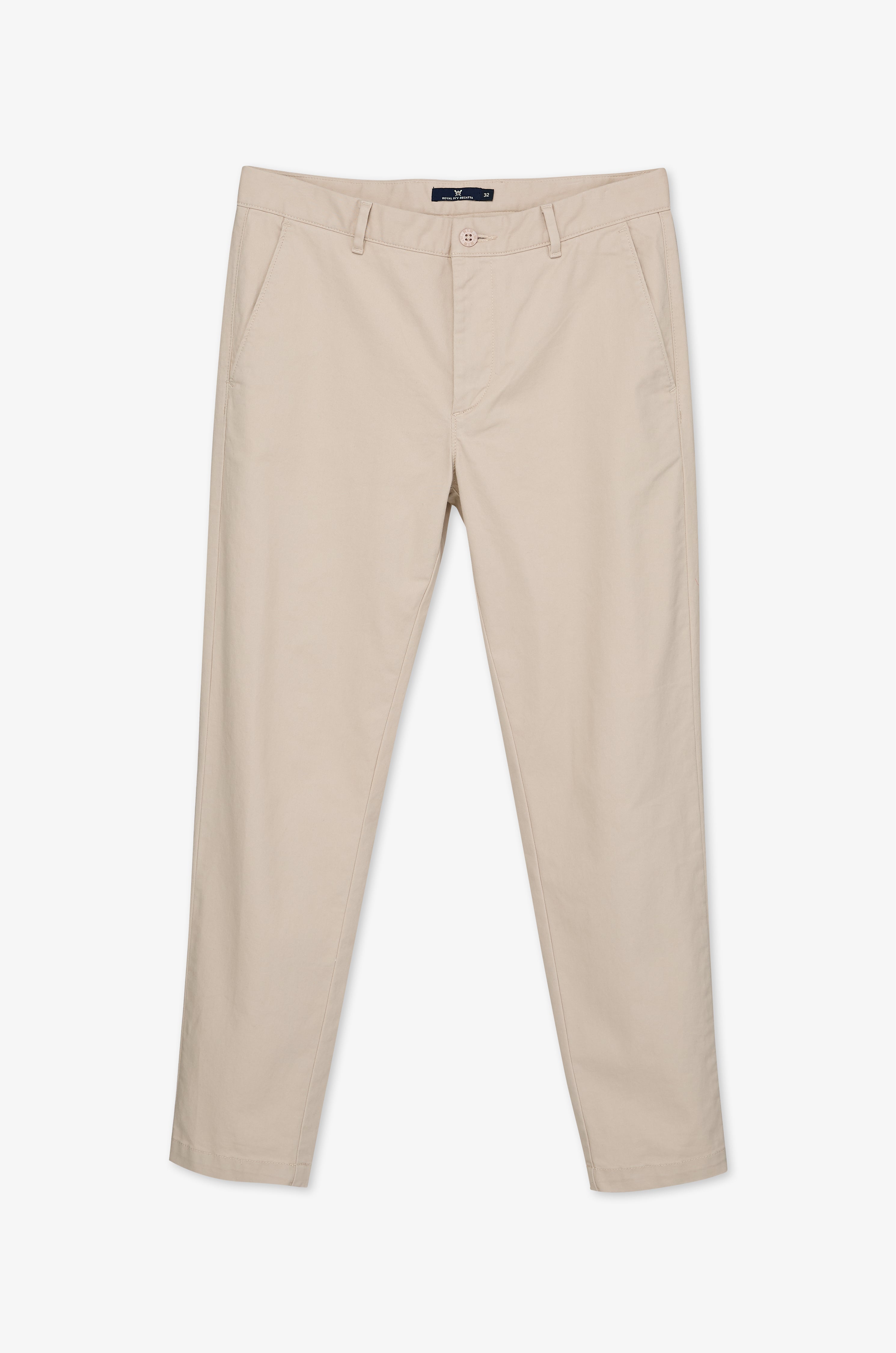 Slim-Fit Cotton Trousers Beige