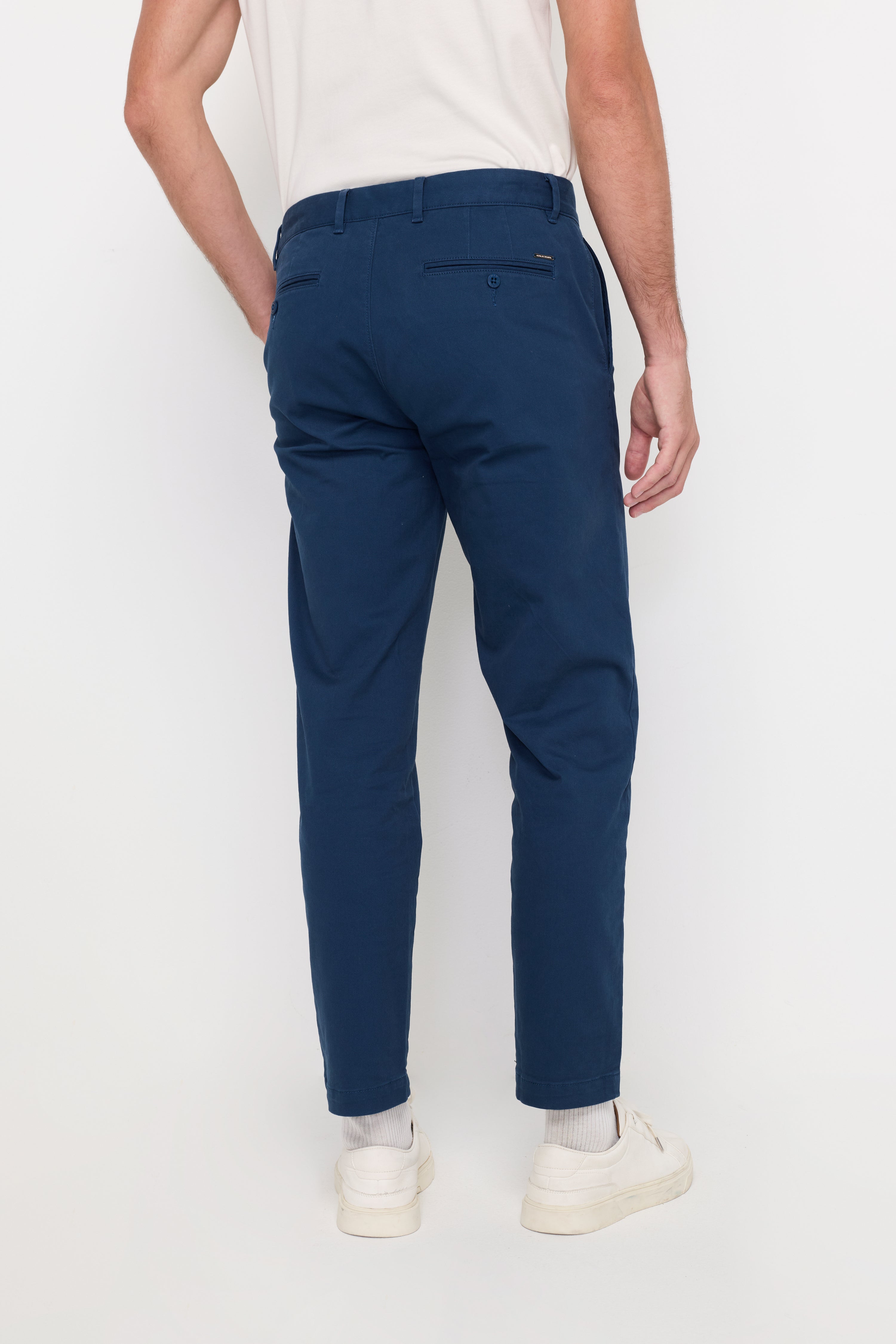 Slim-Fit Cotton Trousers Navy