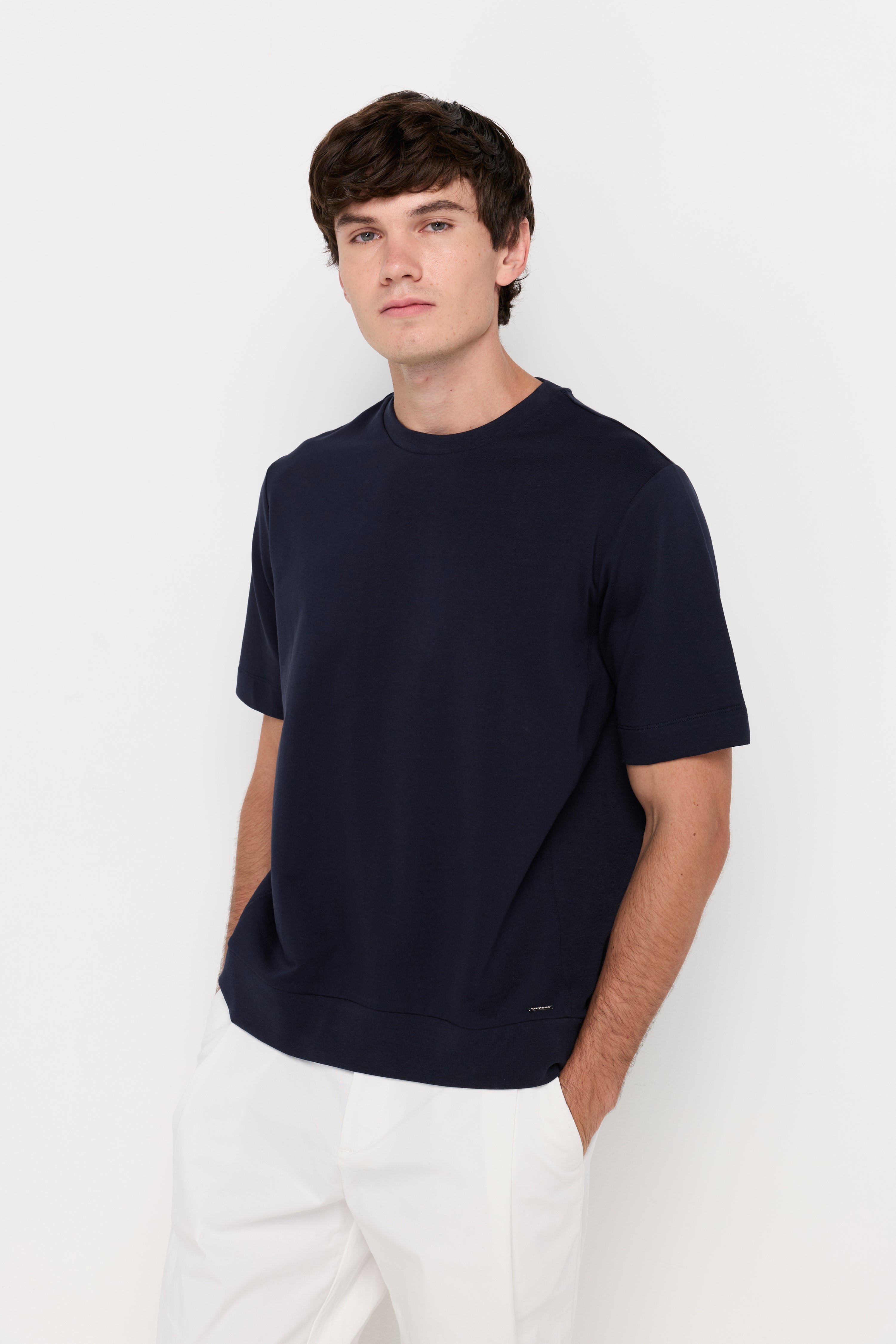 Essential Textured Knit Tee Navy