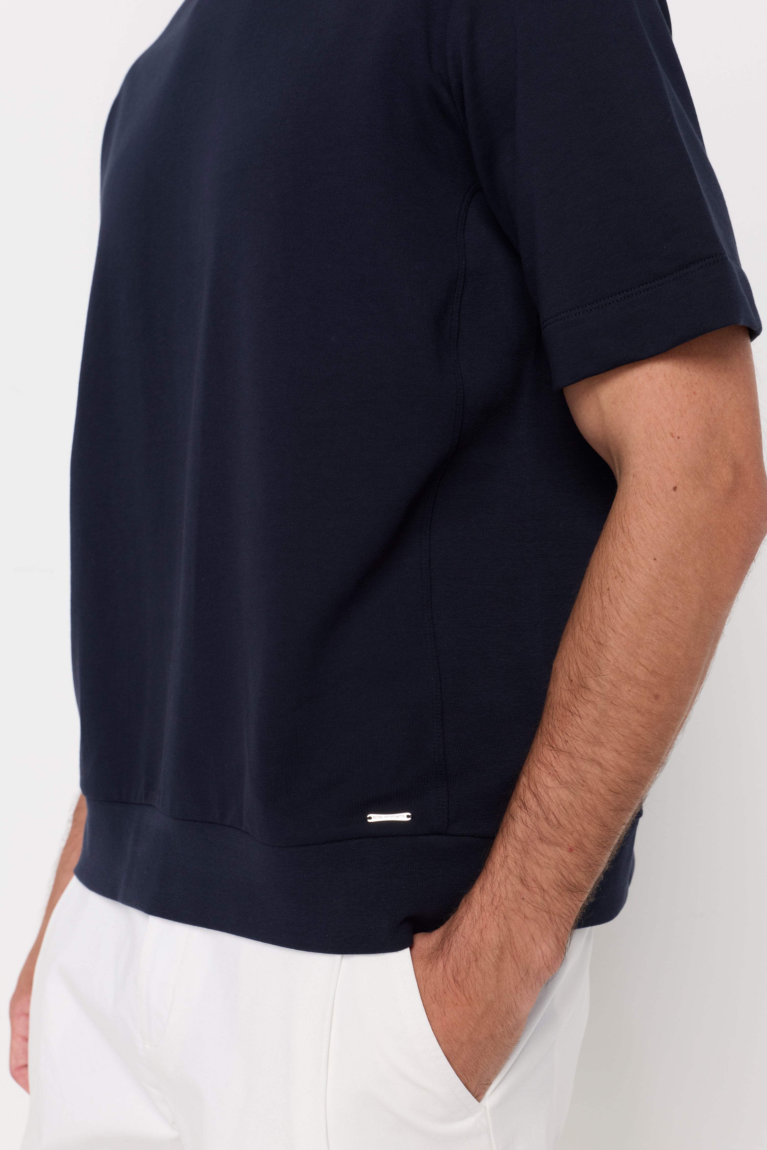 Essential Textured Knit Tee Navy