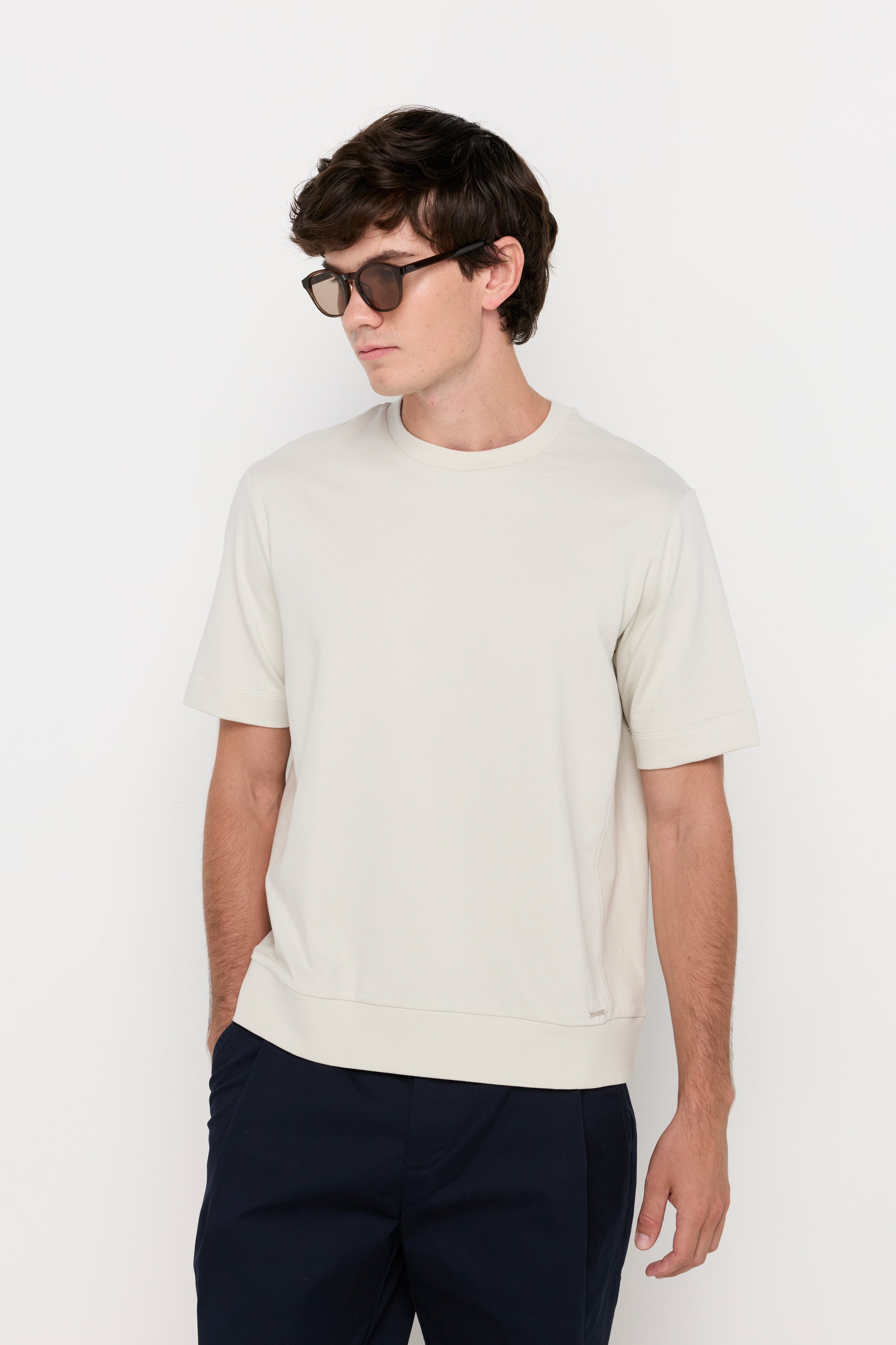 Essential Textured Knit Tee Light Grey
