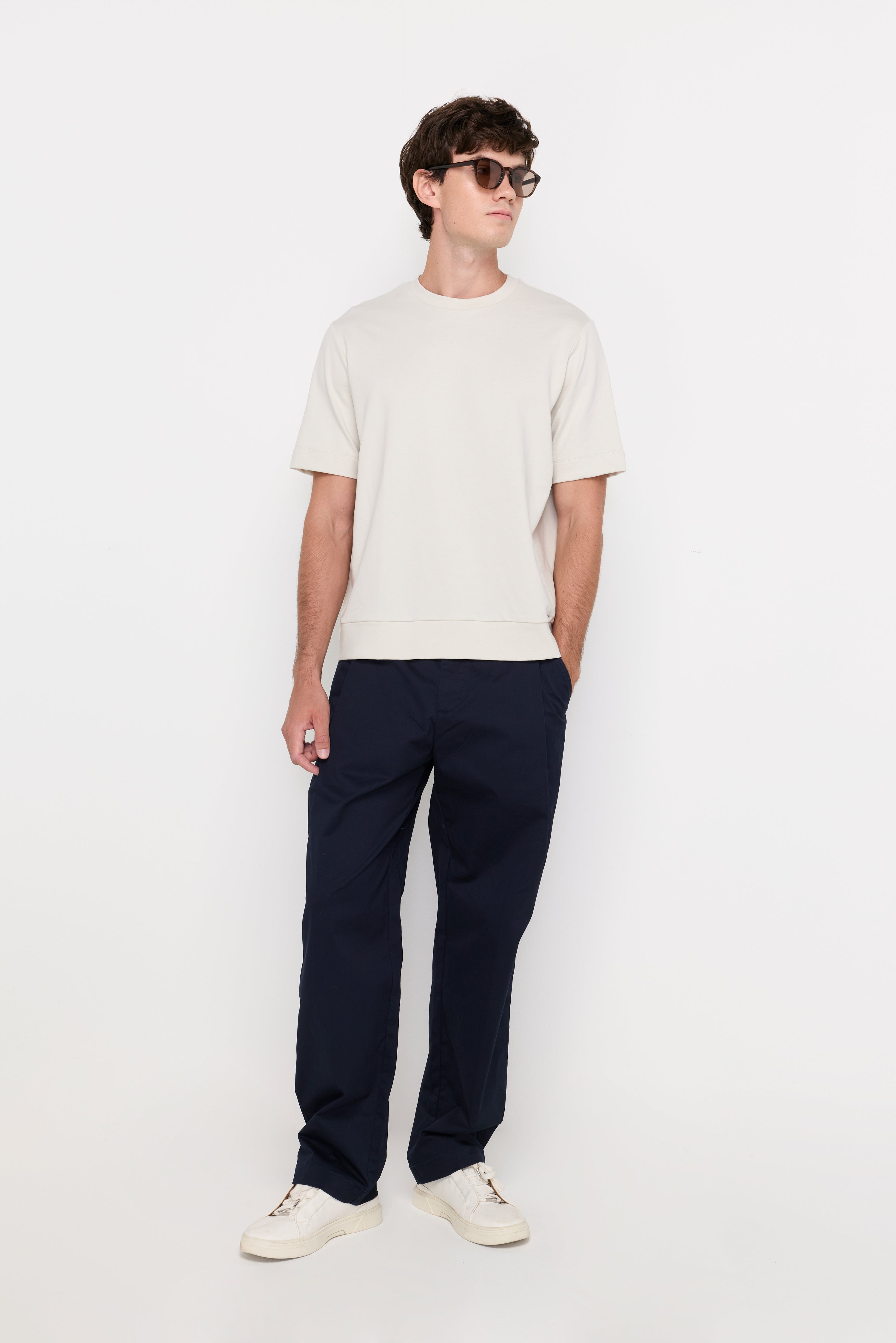 Essential Textured Knit Tee Light Grey