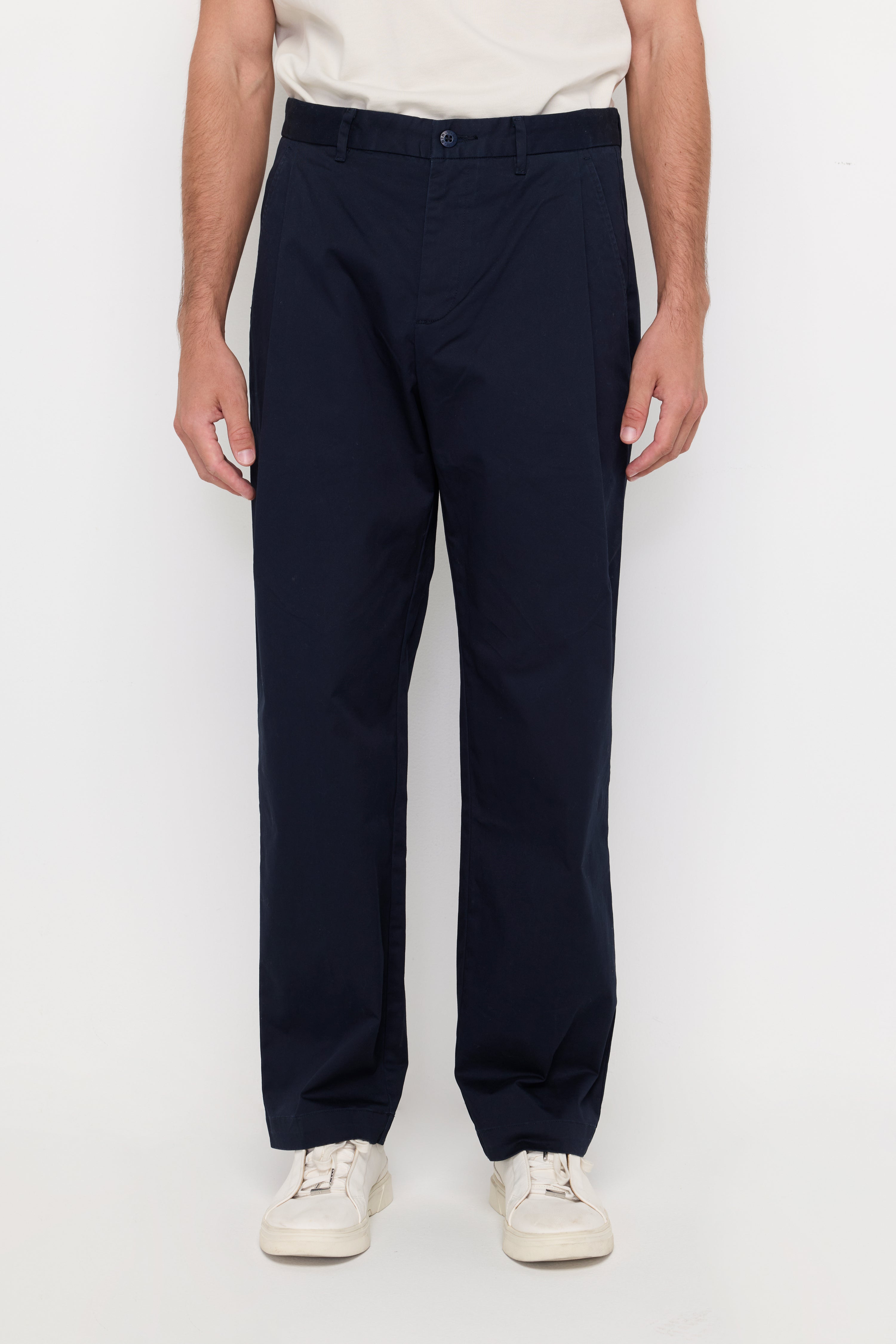 Essential Straight-Leg Cotton Trousers Navy