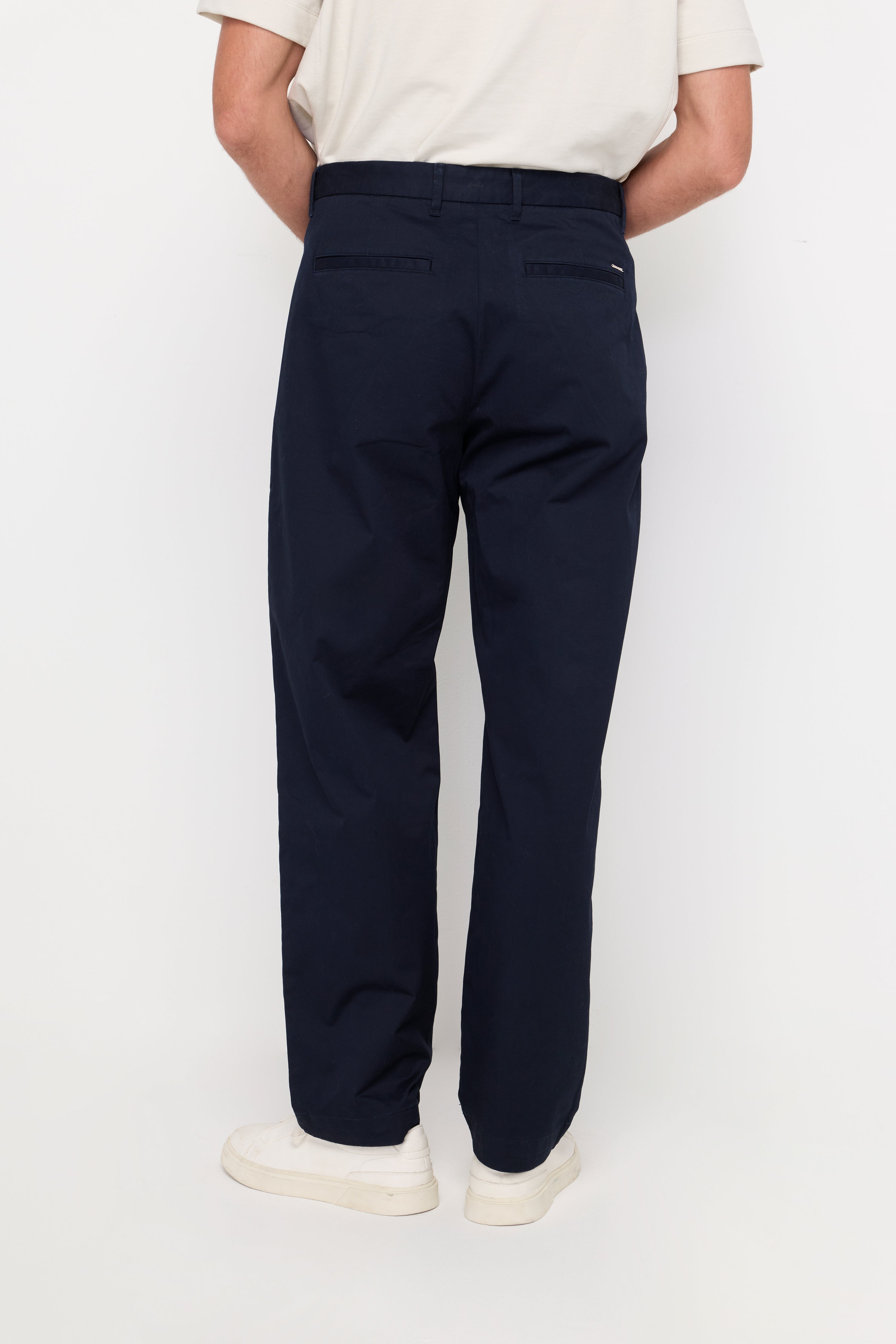 Essential Straight-Leg Cotton Trousers Navy