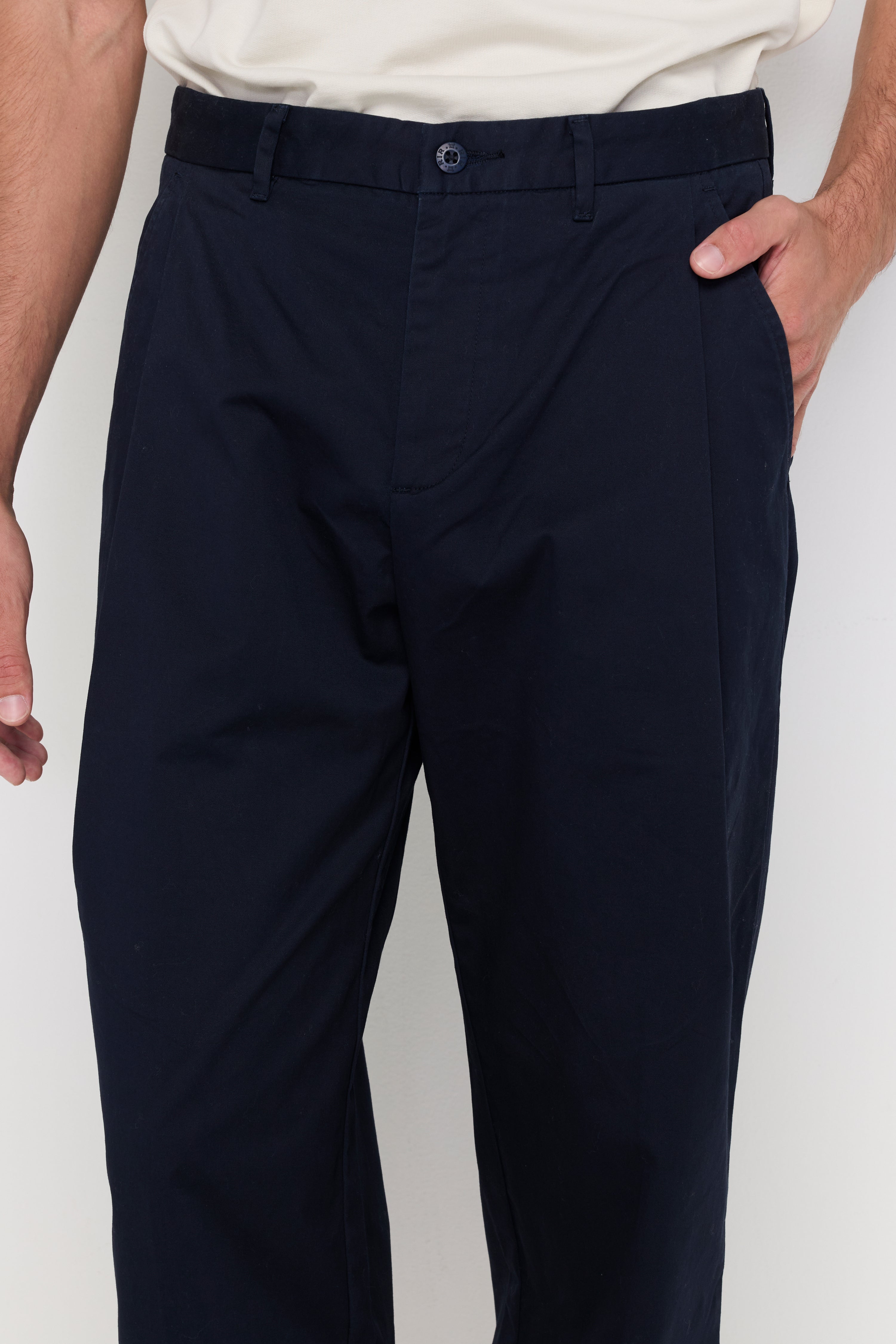 Essential Straight-Leg Cotton Trousers Navy
