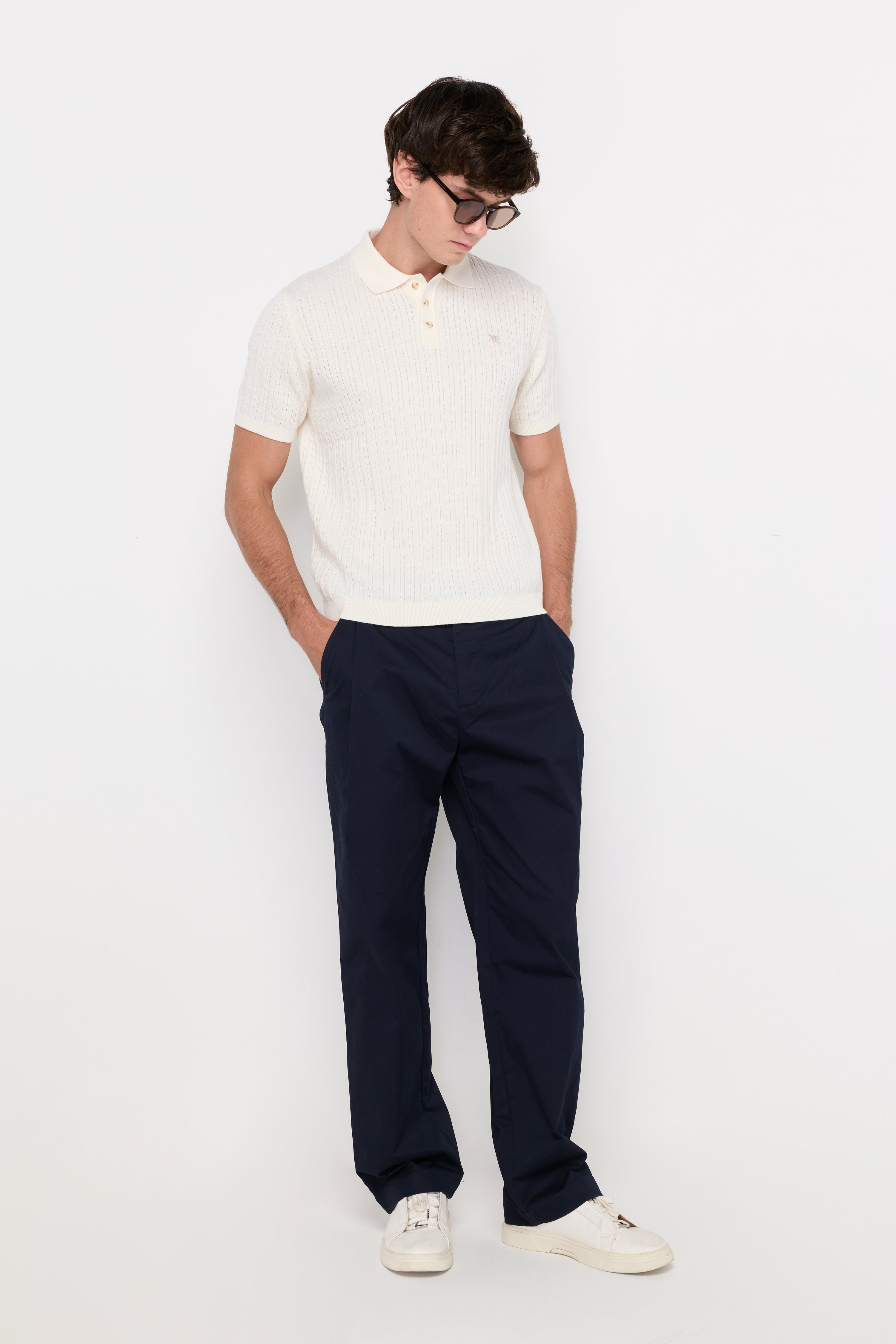 Essential Straight-Leg Cotton Trousers Navy