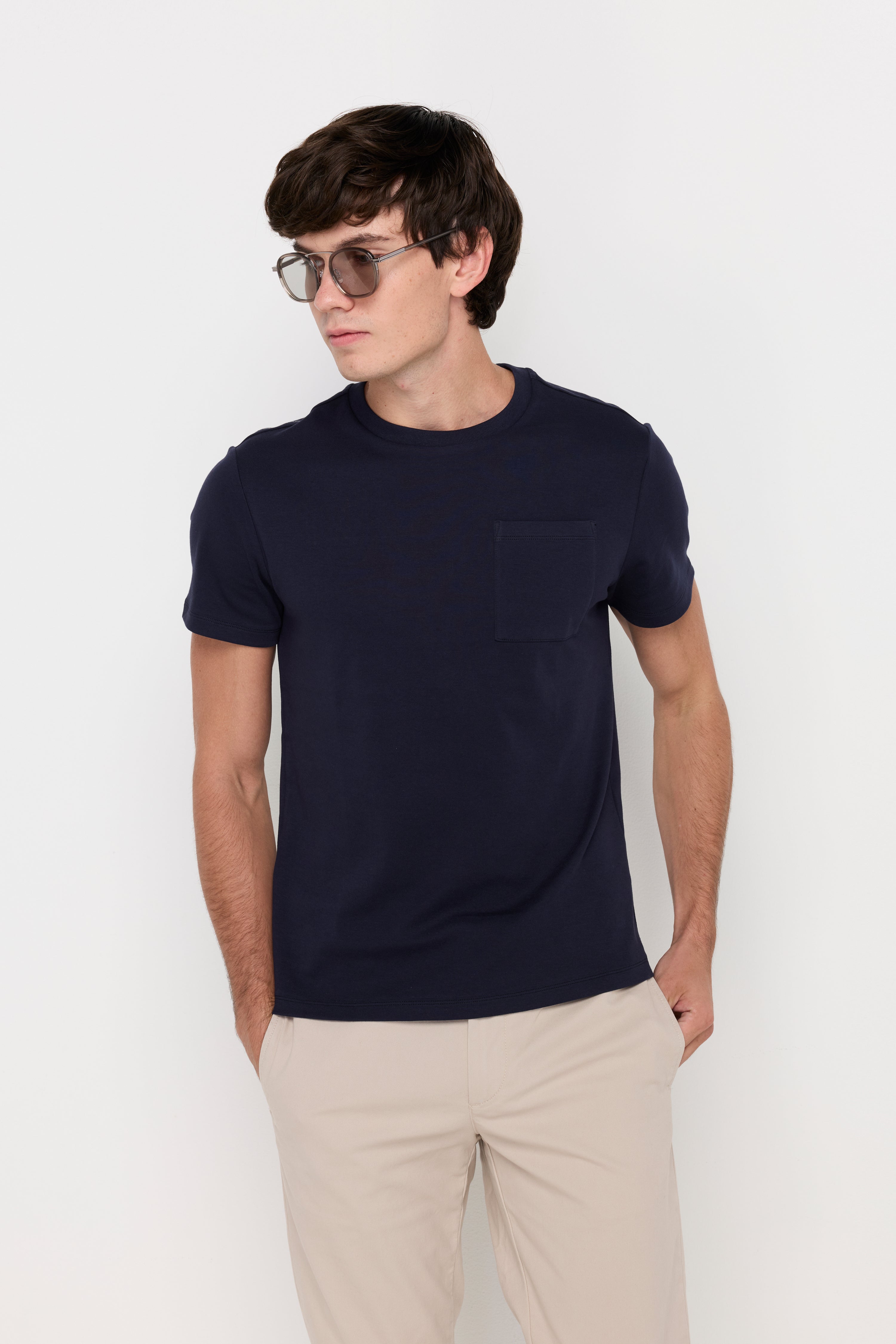 Essential Cotton Pocket Tee Navy