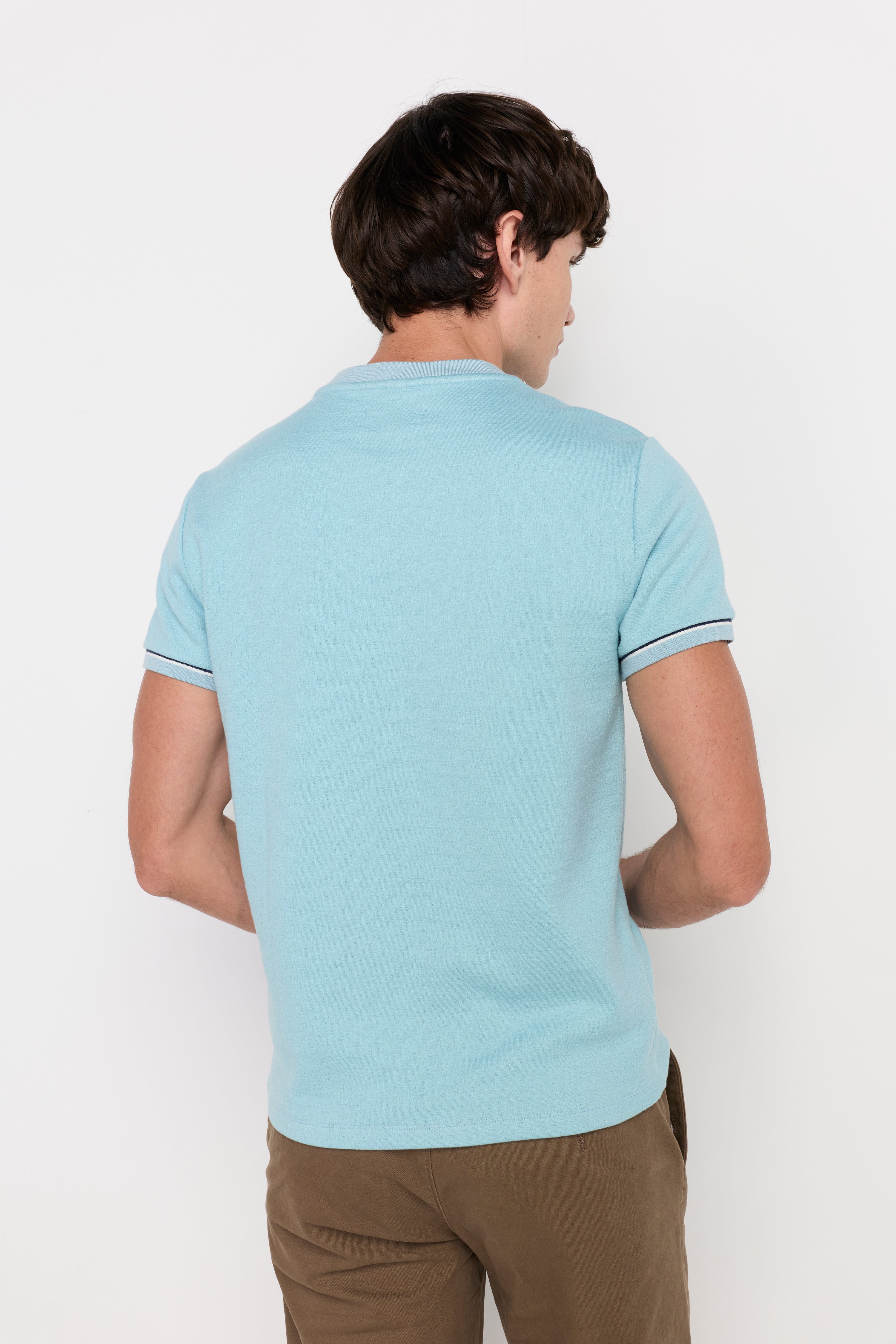 Contrast Trim Knit Tee Light Blue