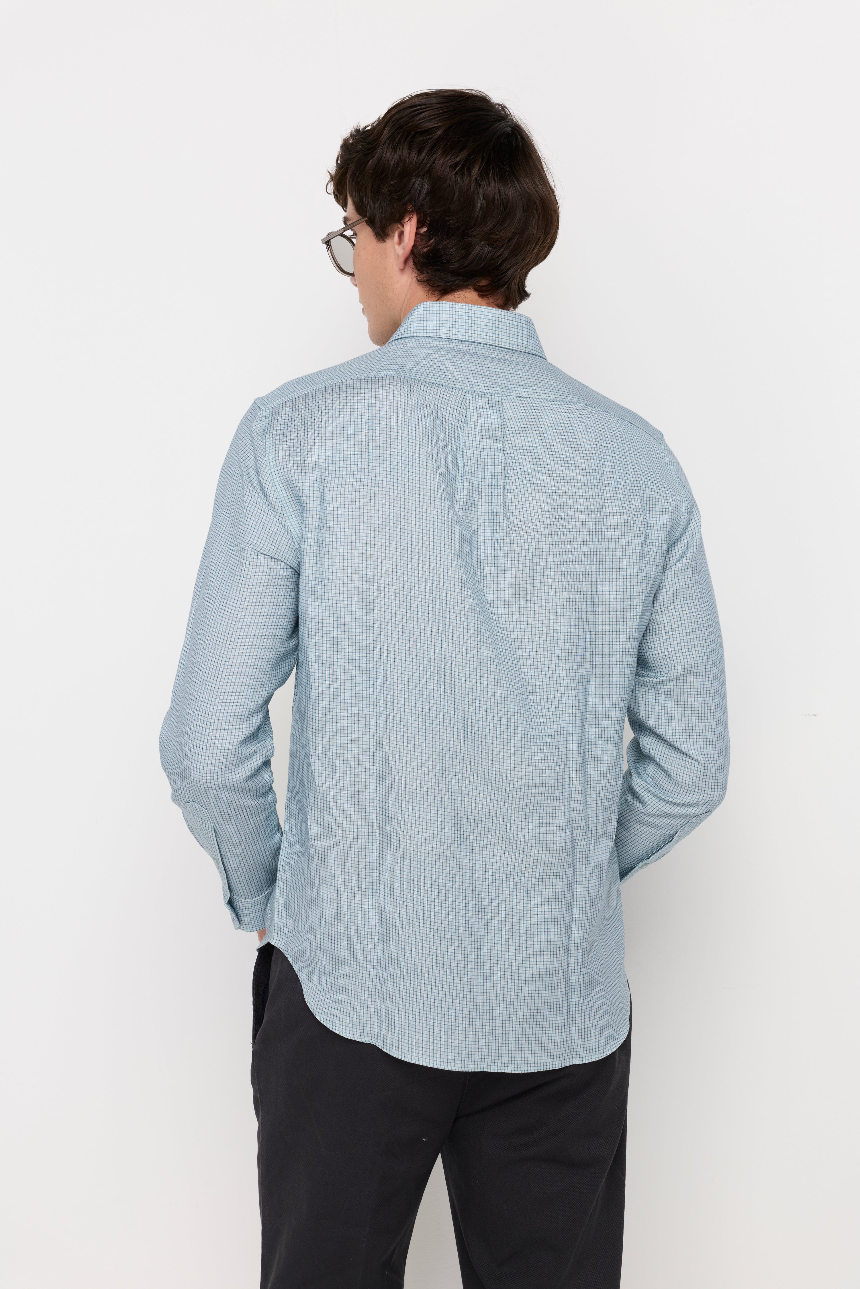Textured Long-Sleeve Shirt Light Blue