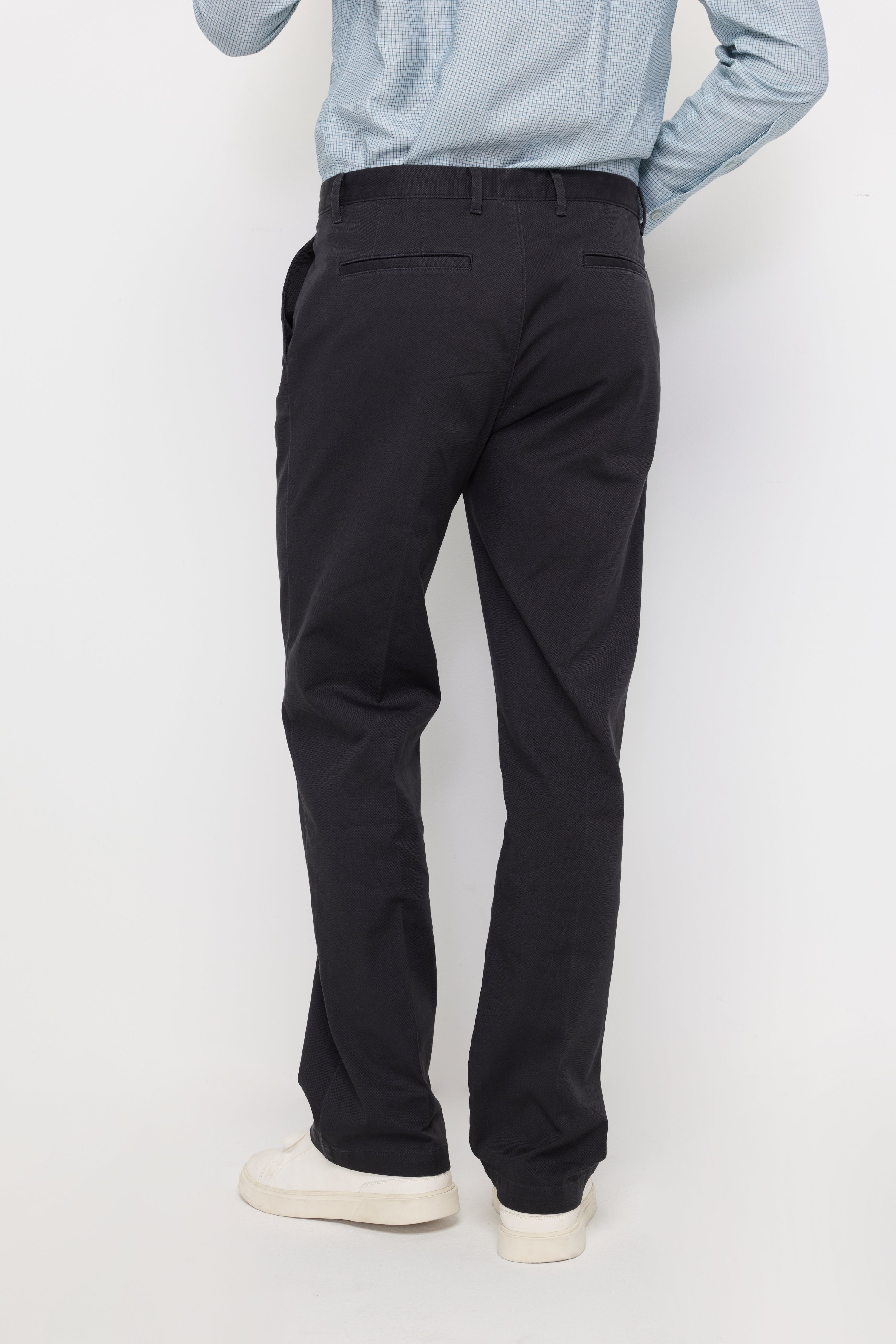Micro-Textured Straight-Leg Trousers Dark Grey