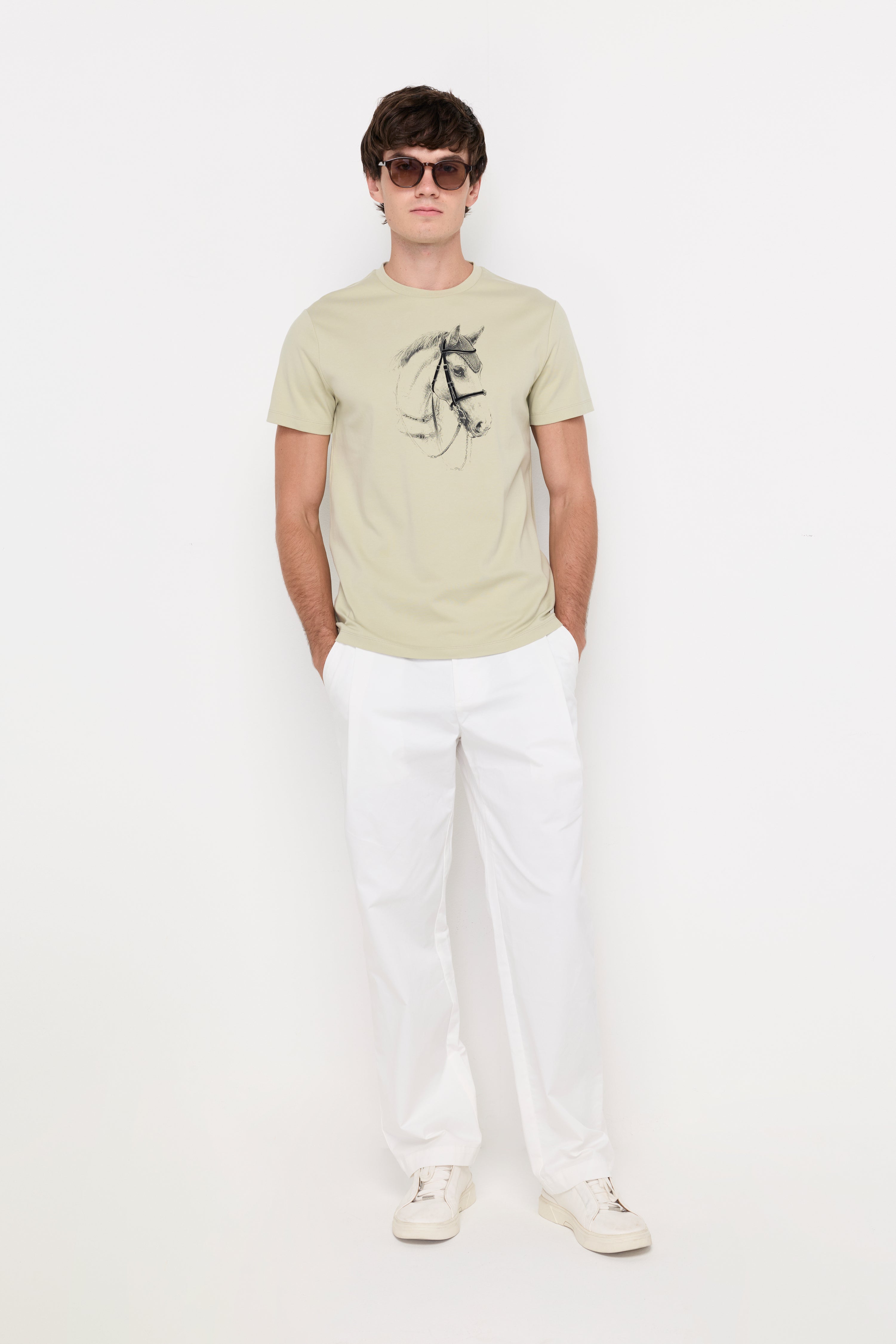 Abstract Graphic Cotton Tee Light Green