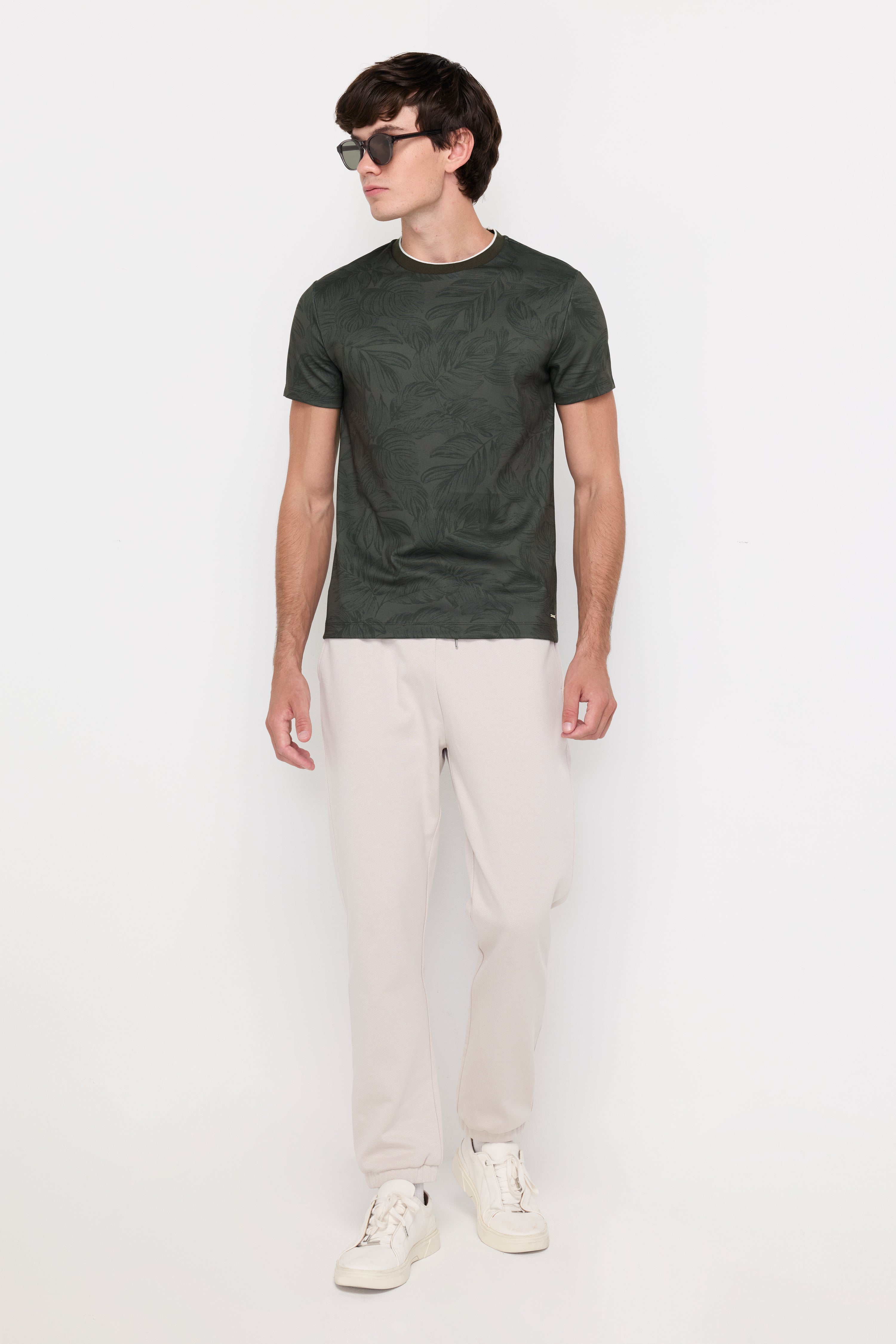 Tonal Botanical Tetured Knit Tee
