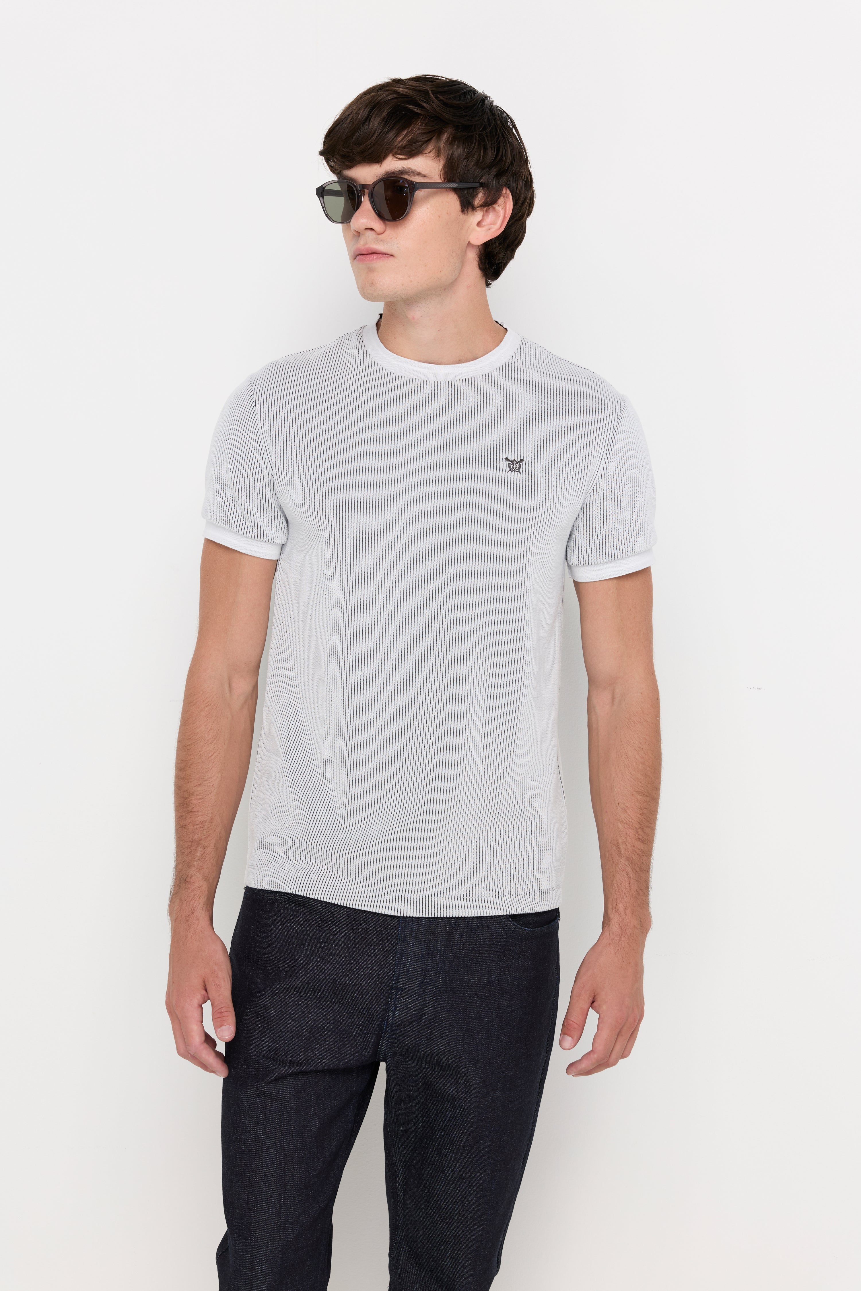 Fine Texture Knit Tee Off-White