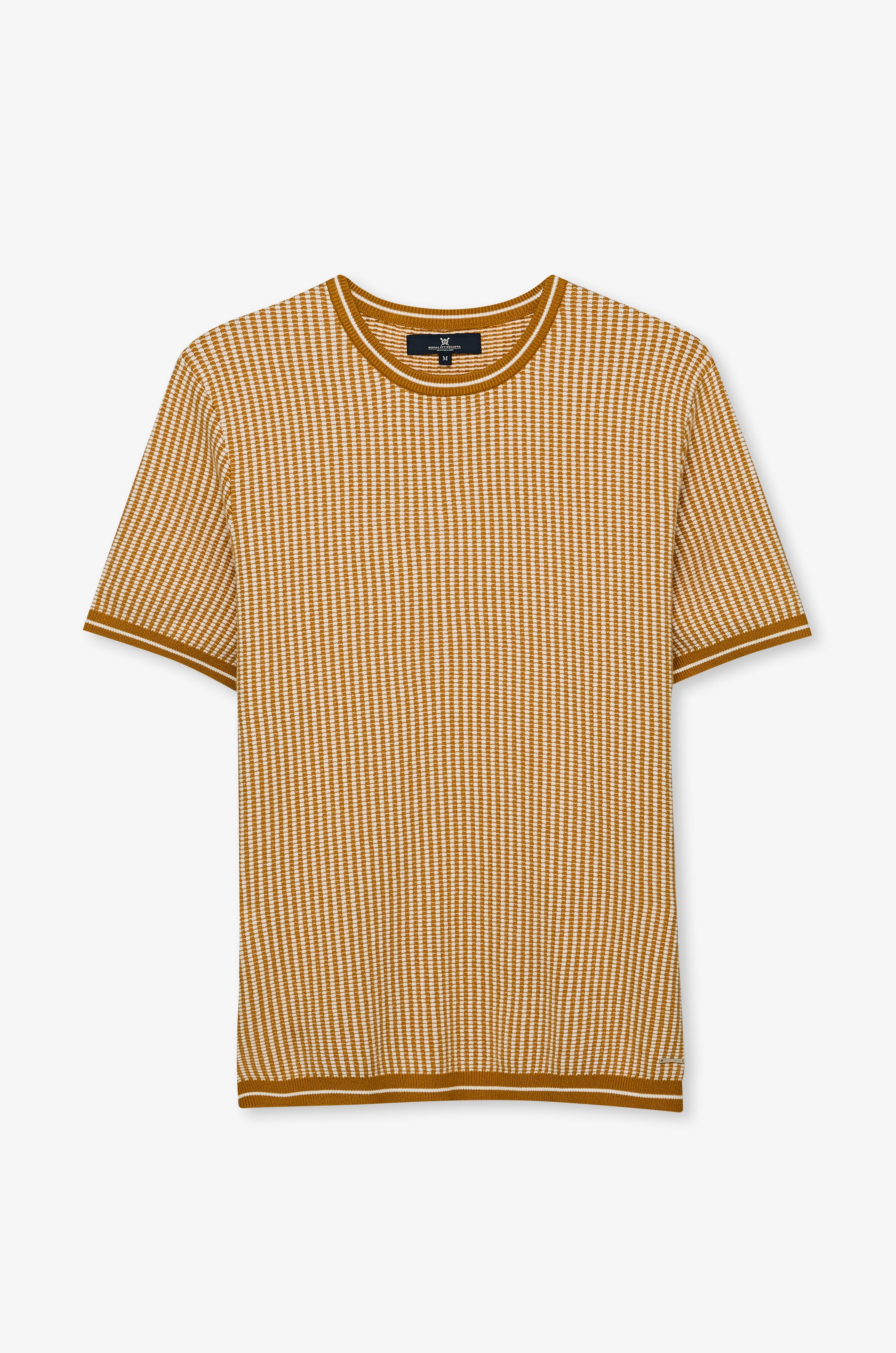 Vertical Micro-Stripe Knit Tee Yellow