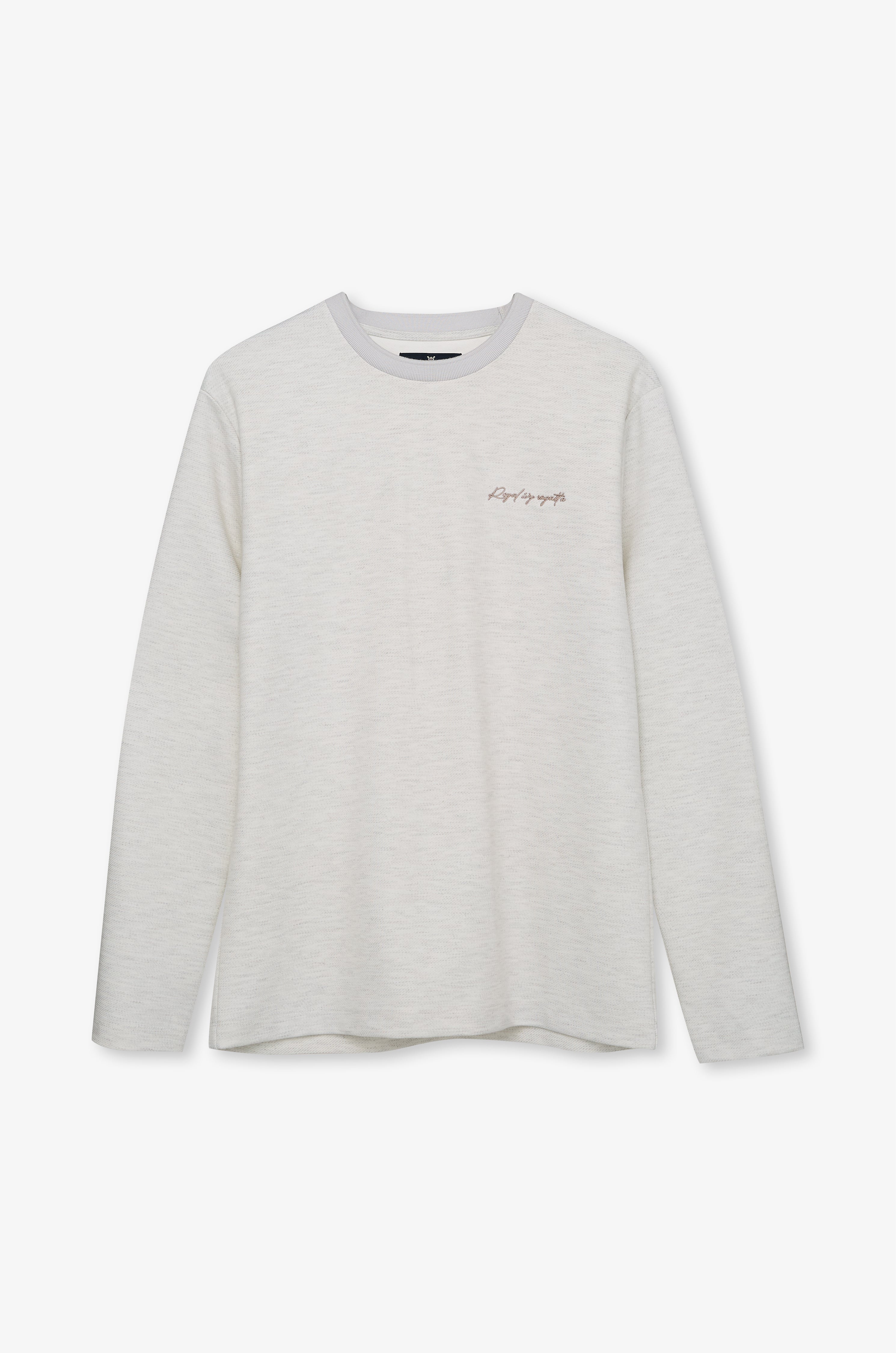 Micro-Textured Knit Crew Neck Top White