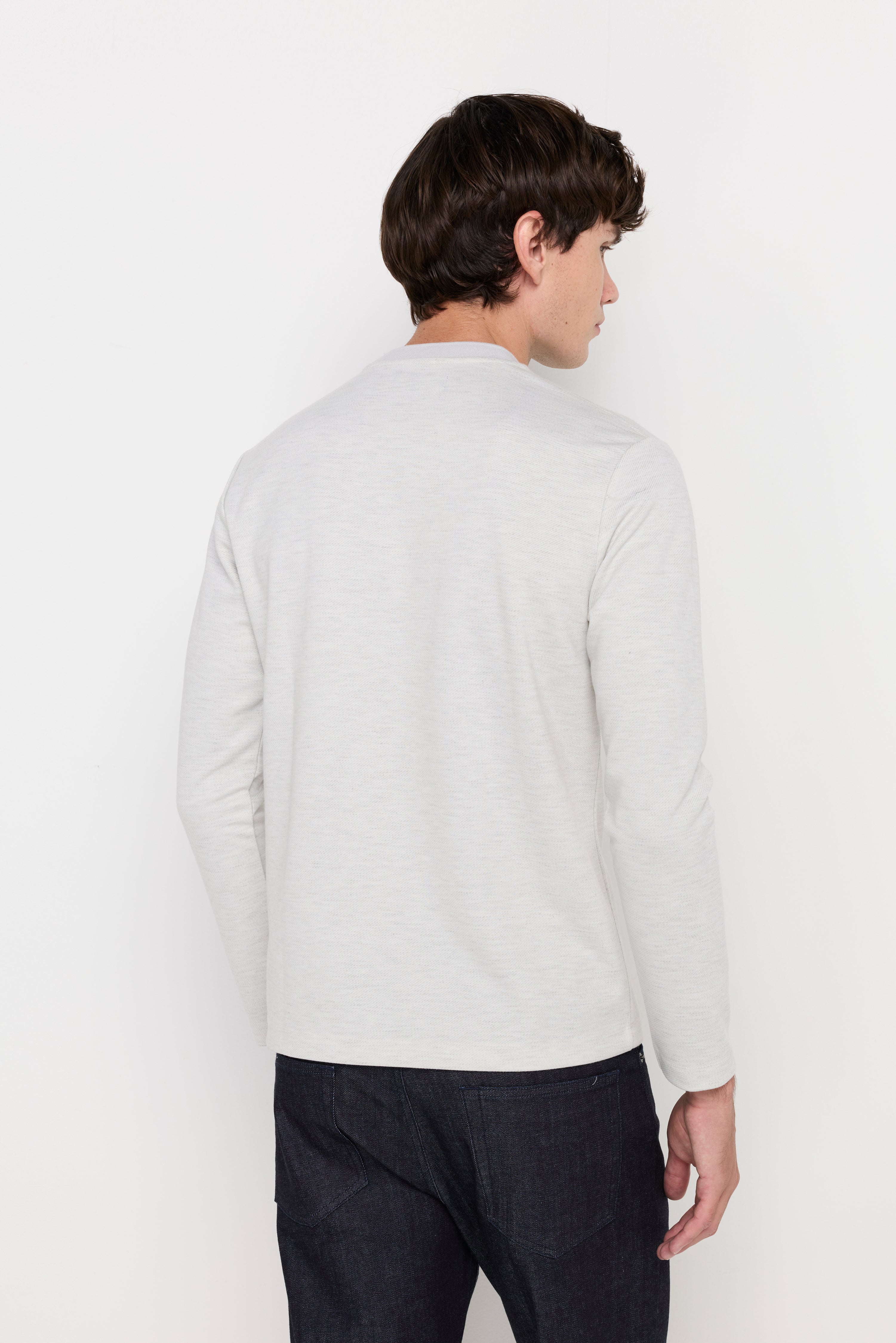 Micro-Textured Knit Crew Neck Top White