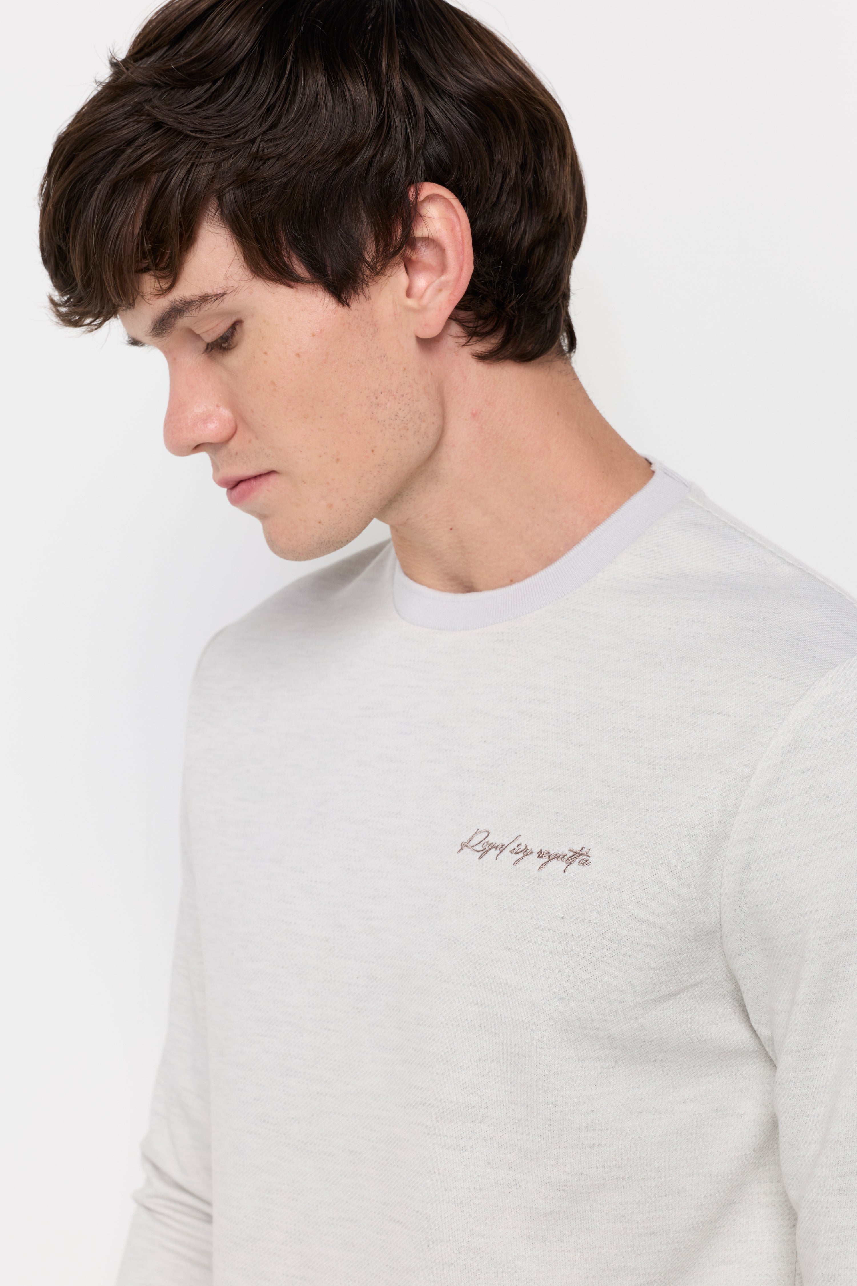 Micro-Textured Knit Crew Neck Top White