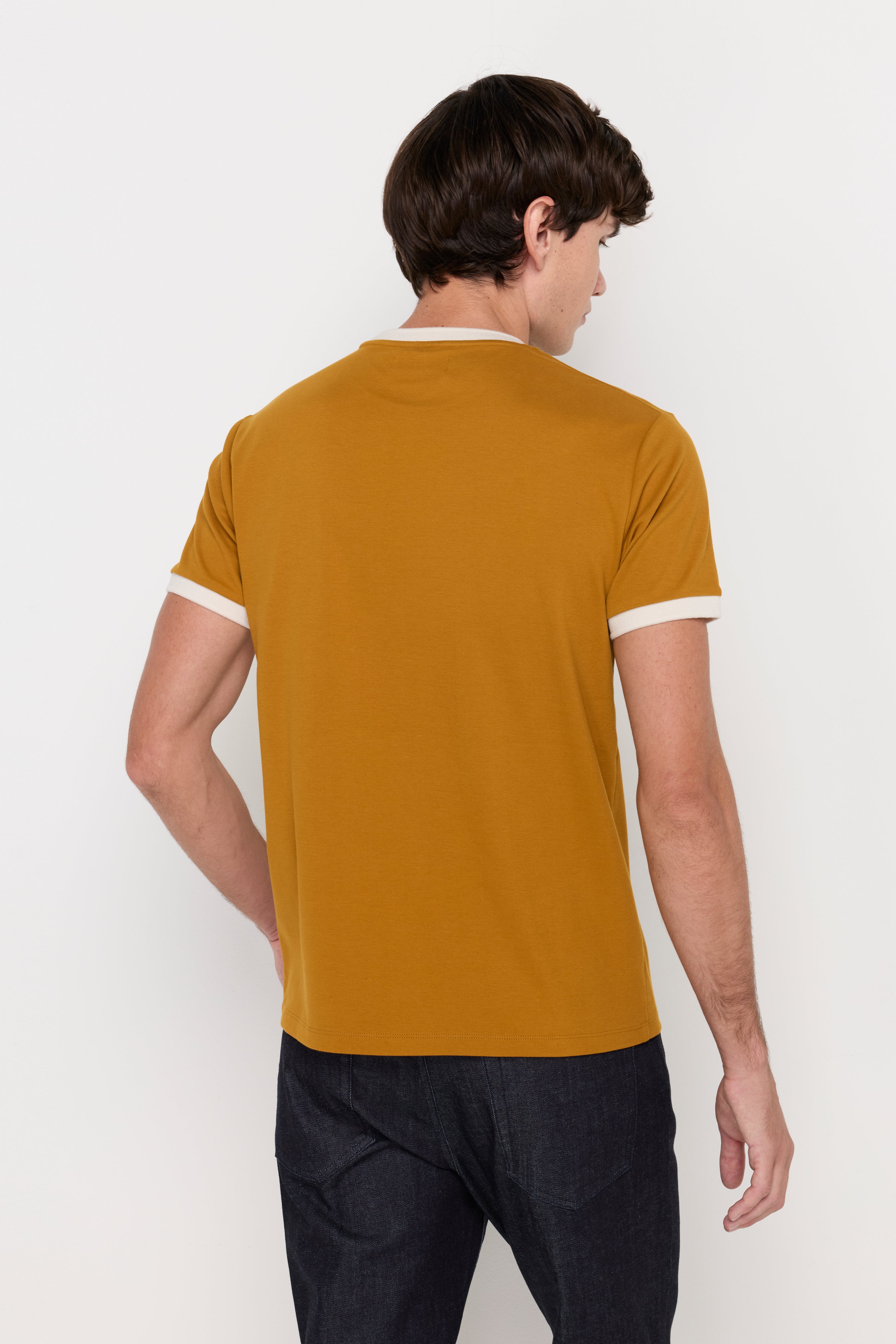 Contrast Stripe Knit Tee Dark Yellow