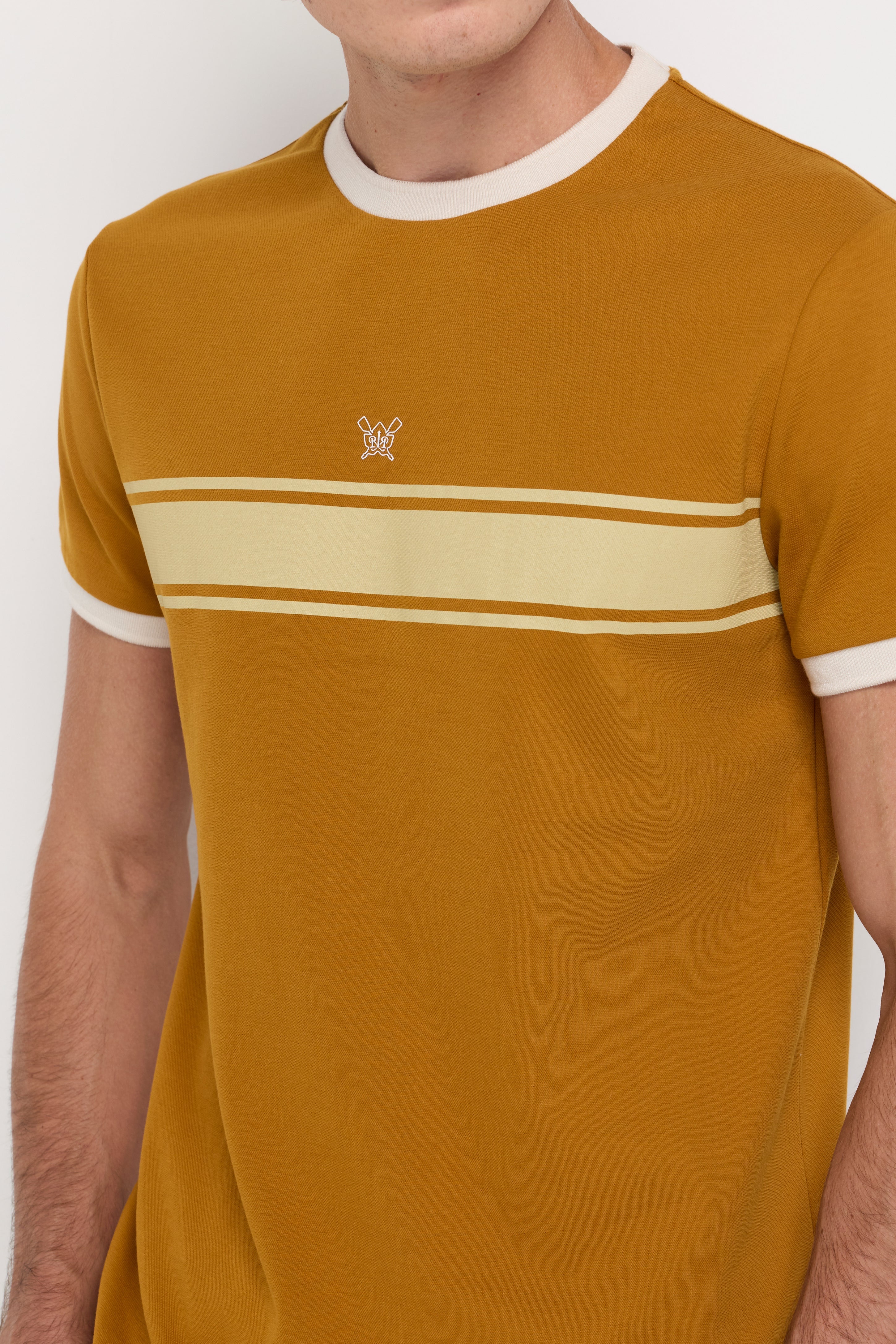 Contrast Stripe Knit Tee Dark Yellow