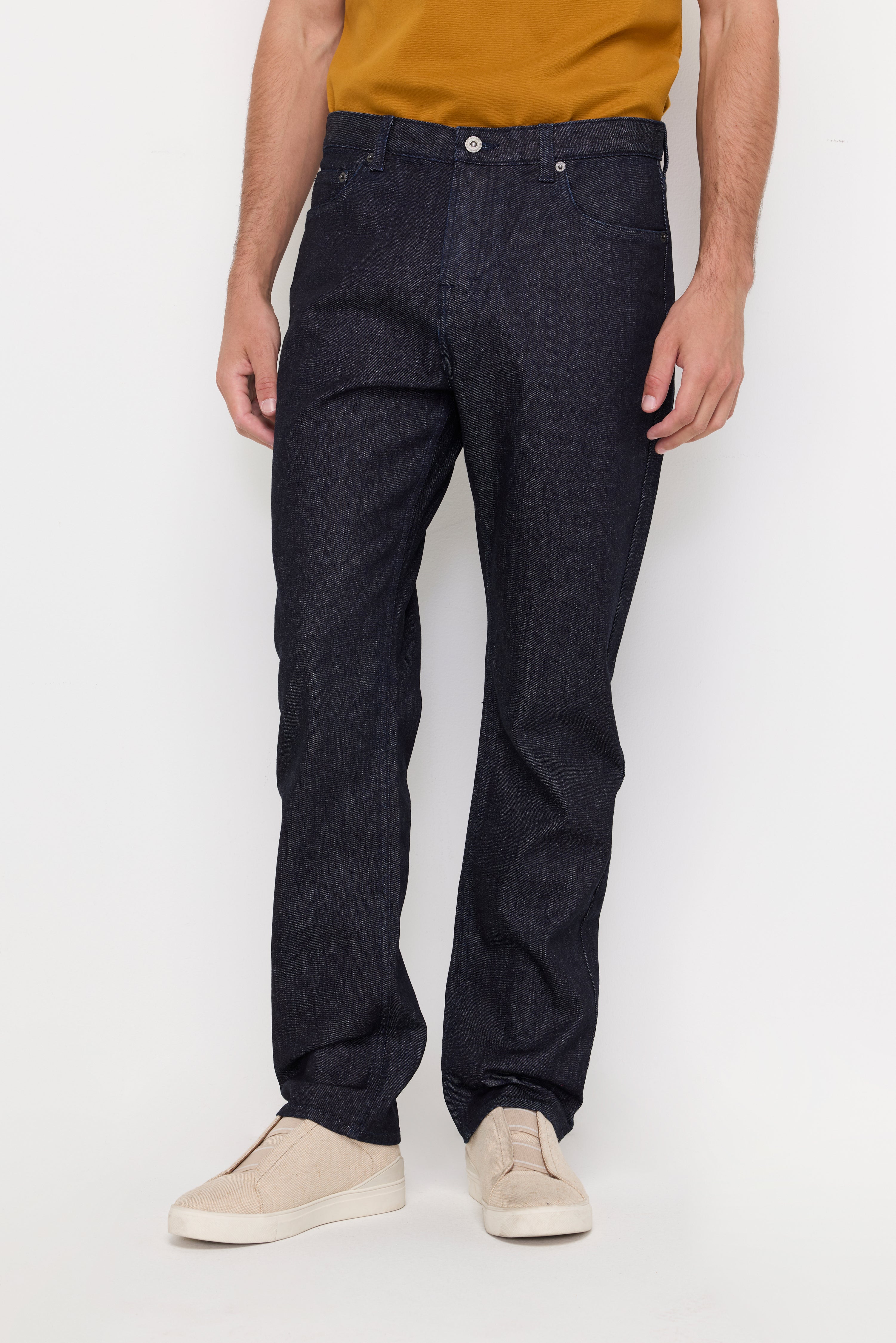 Textured Straight-Leg Jean Pants Navy
