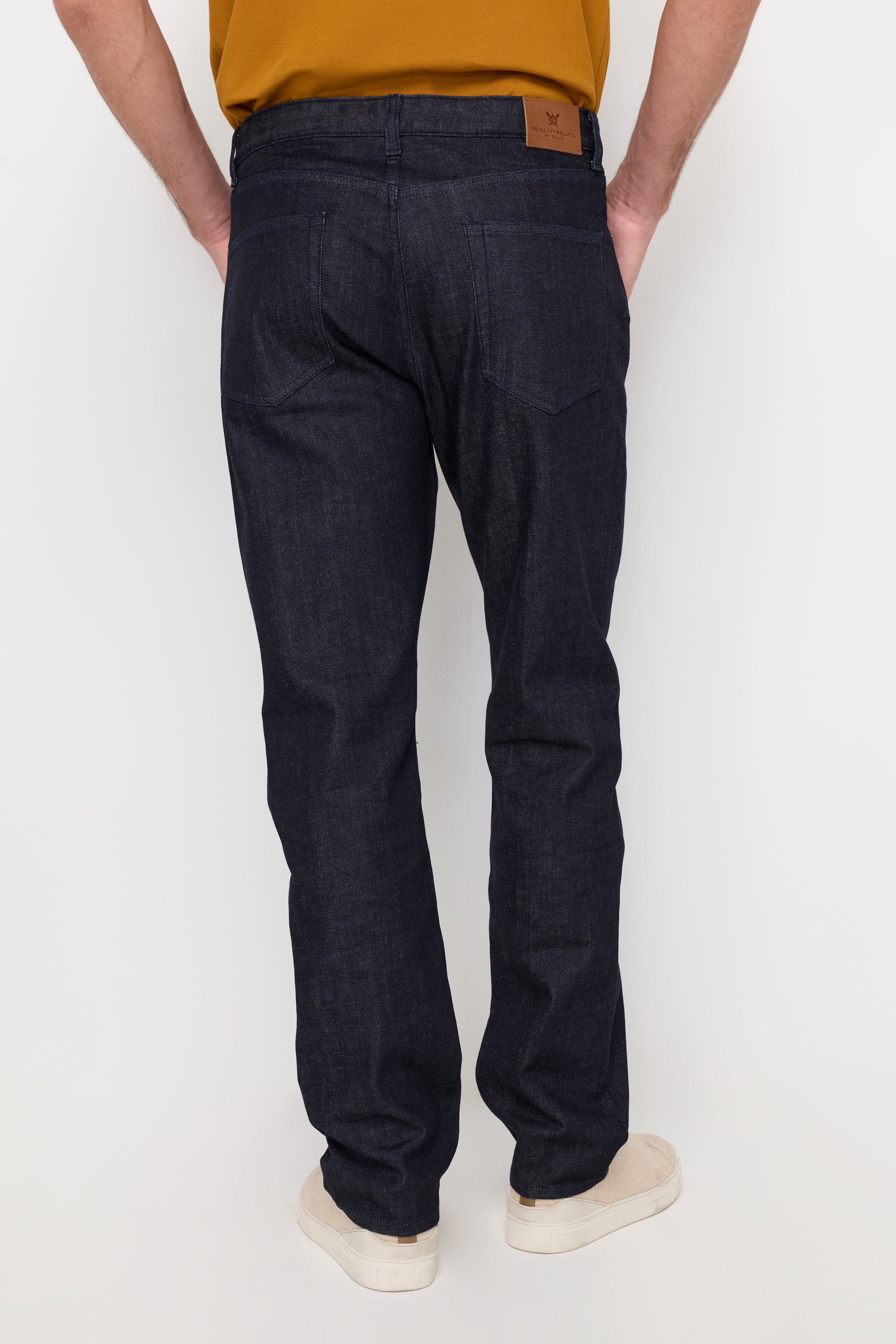 Textured Straight-Leg Jean Pants Navy