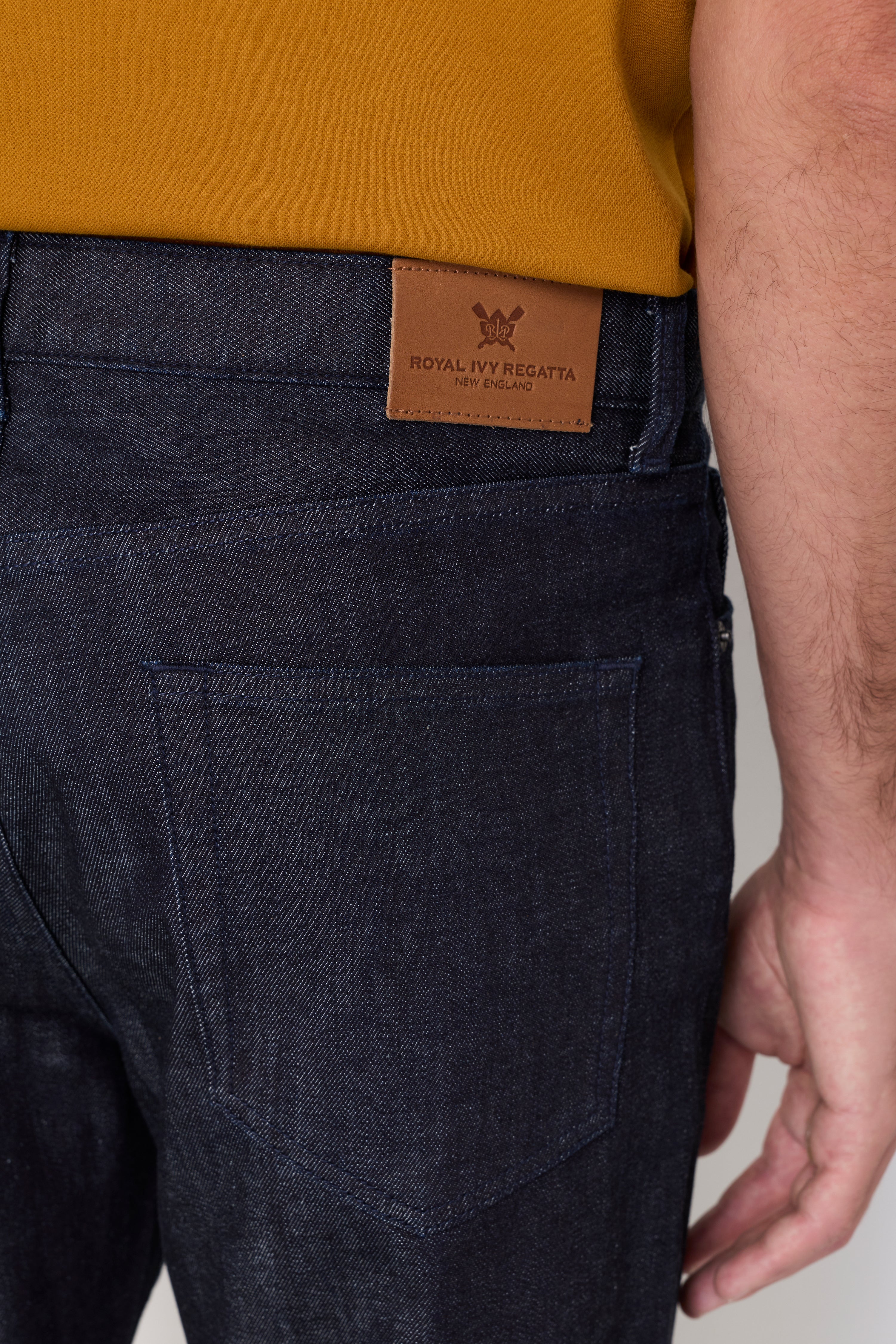 Textured Straight-Leg Jean Pants Navy