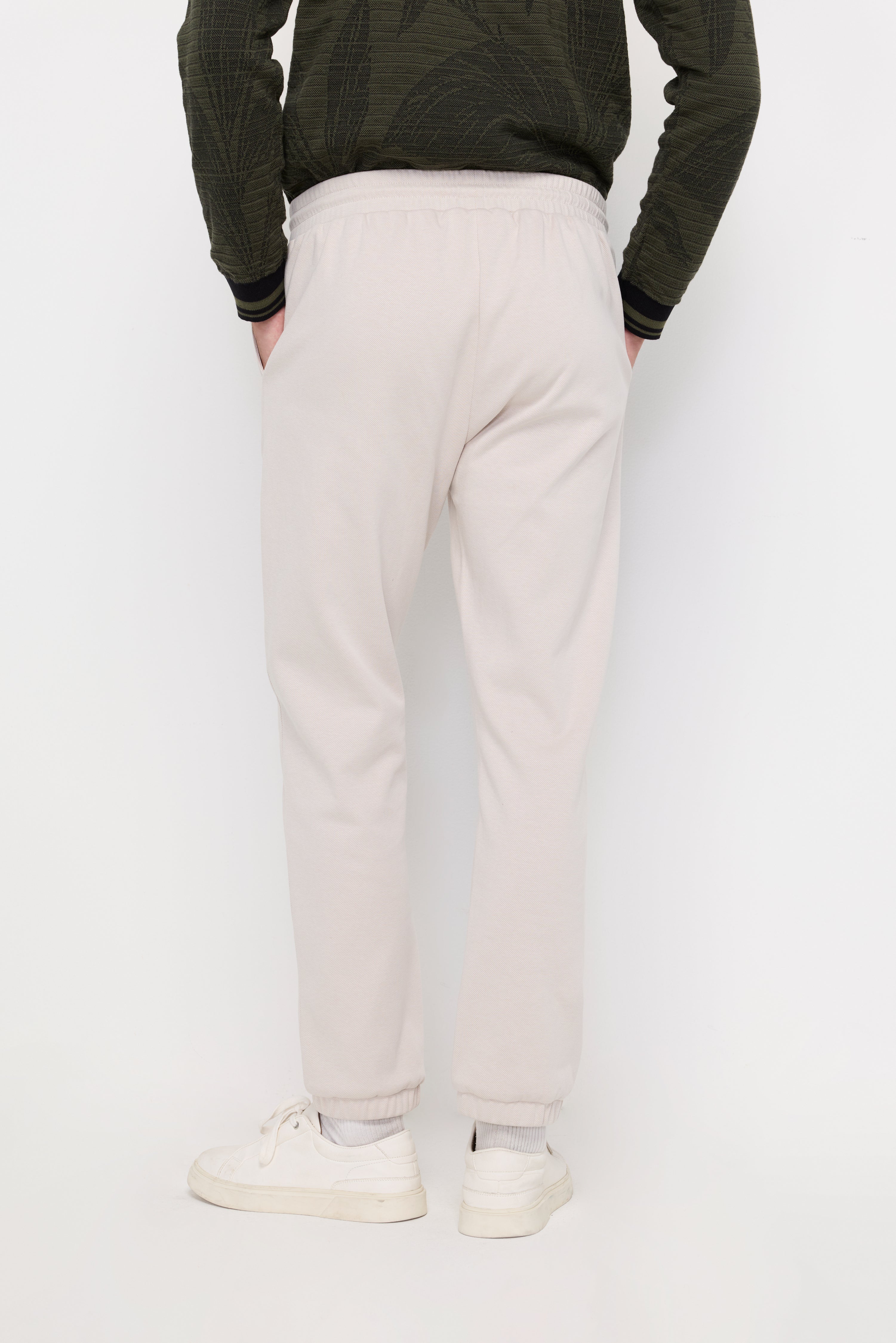 Essential Textured Drawstring Knit Trousers Light Beige