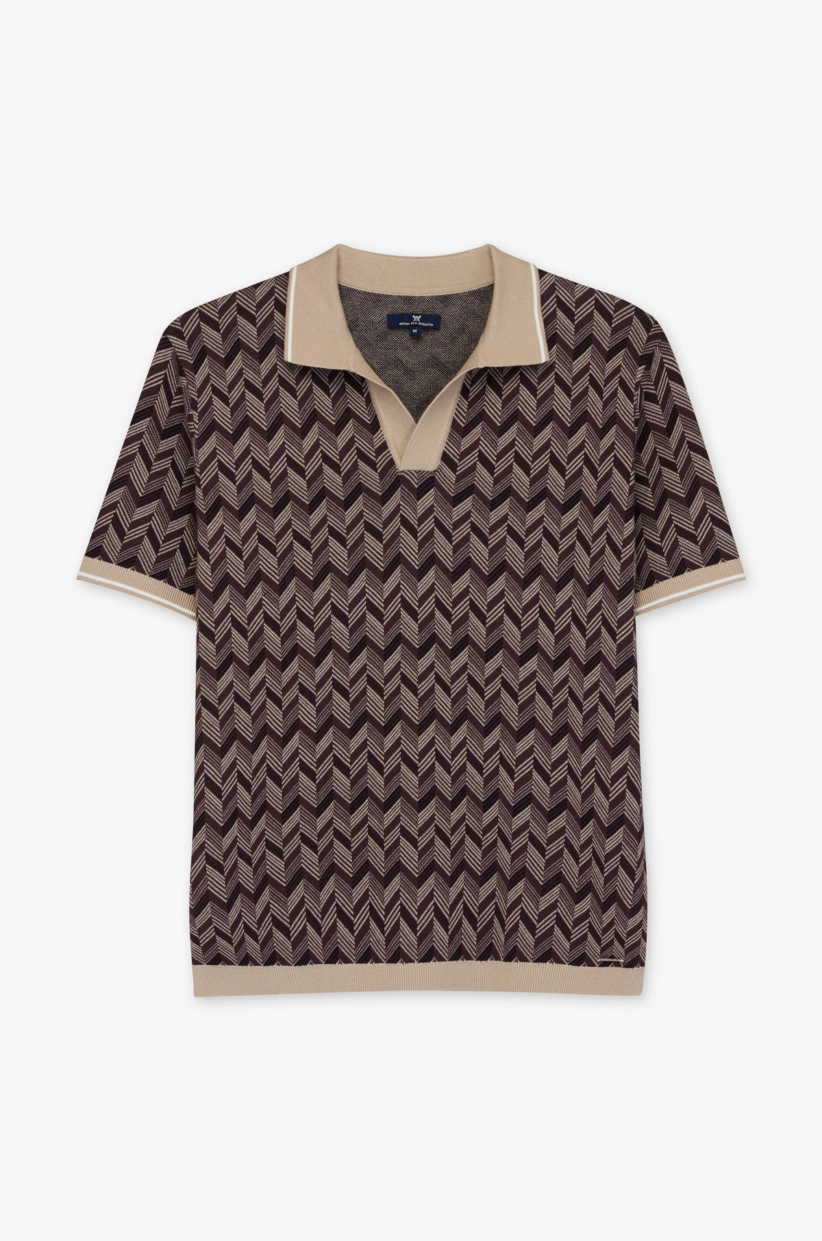 Geometric Pattern Open Collar Polo