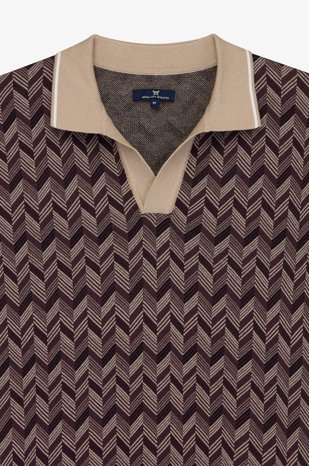 Geometric Pattern Open Collar Polo