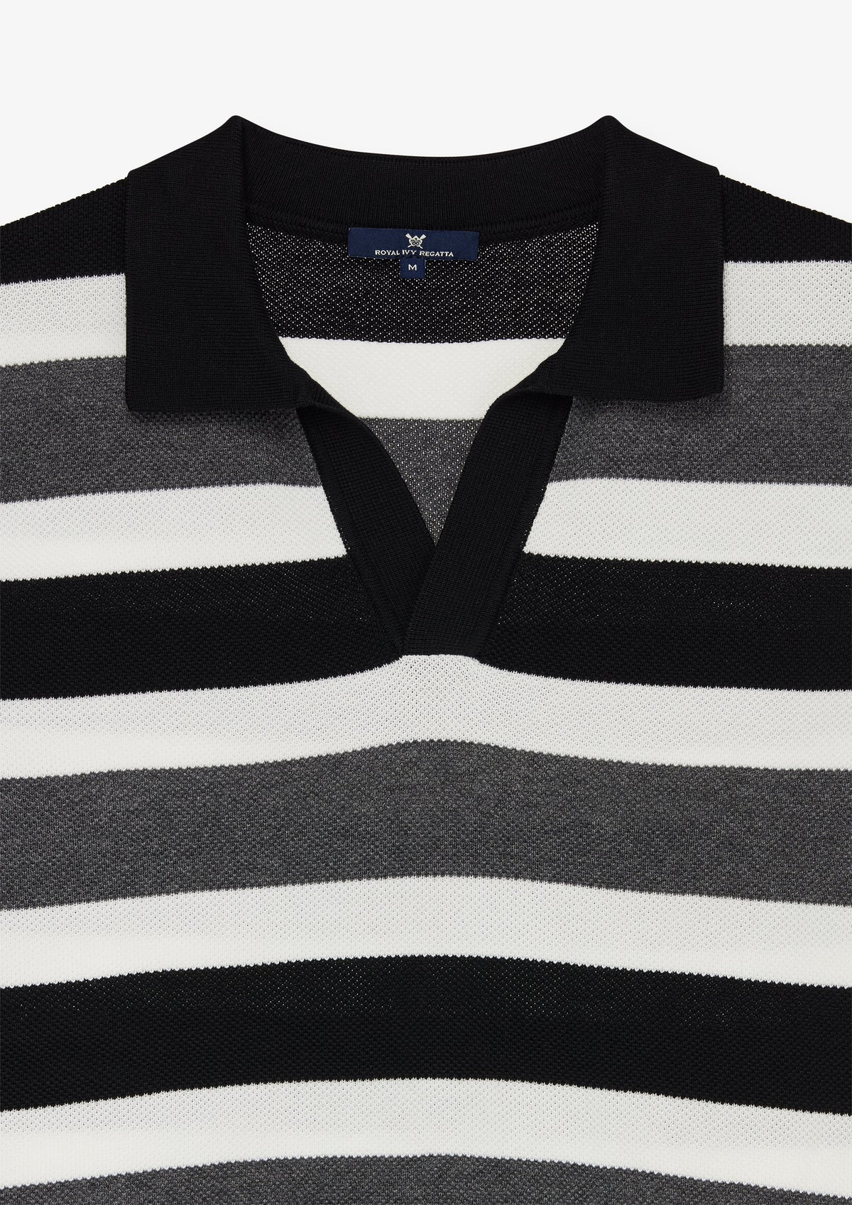 Striped Open Collar Polo Shirt