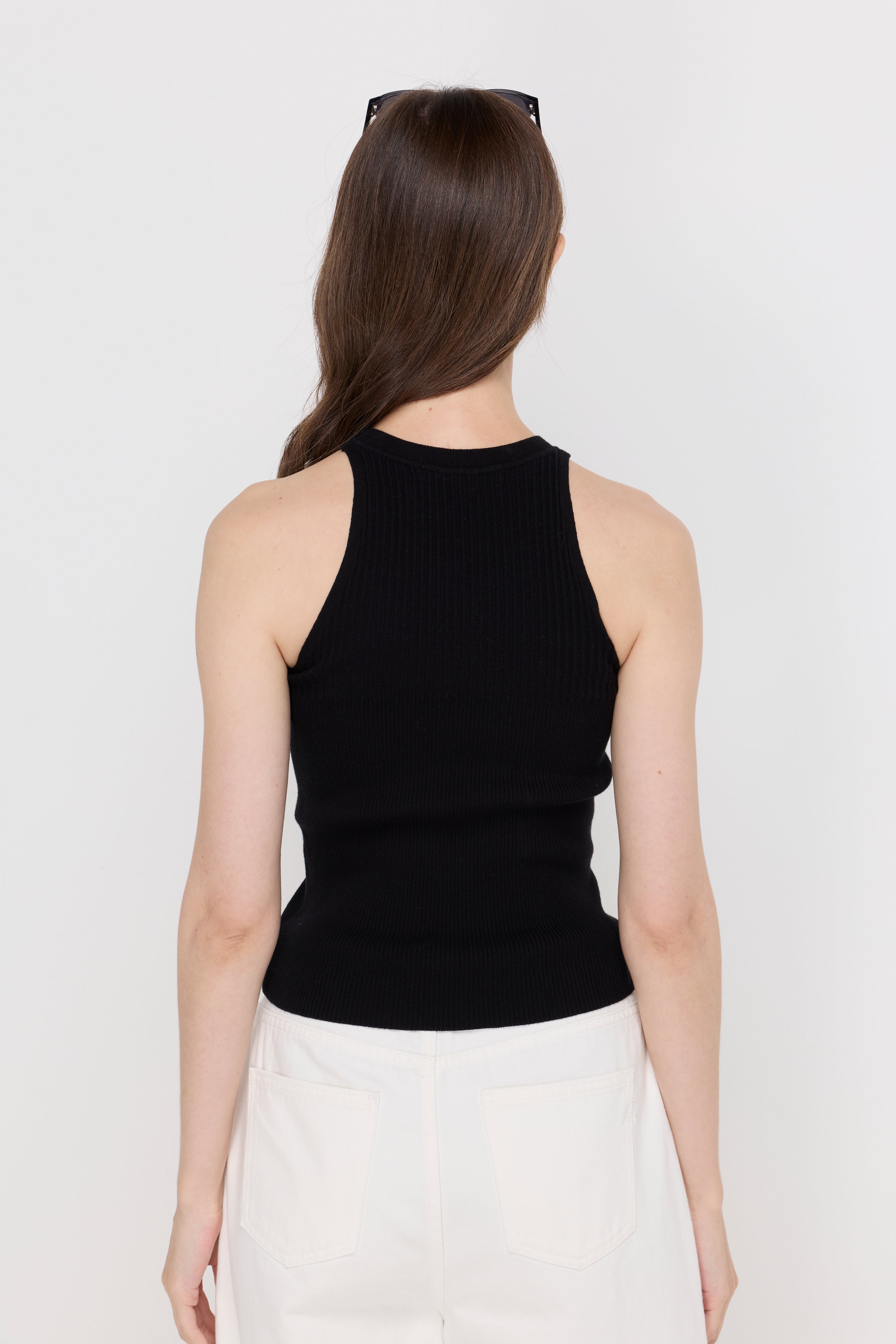 Sienna Ribbed Knit Tank Top Black