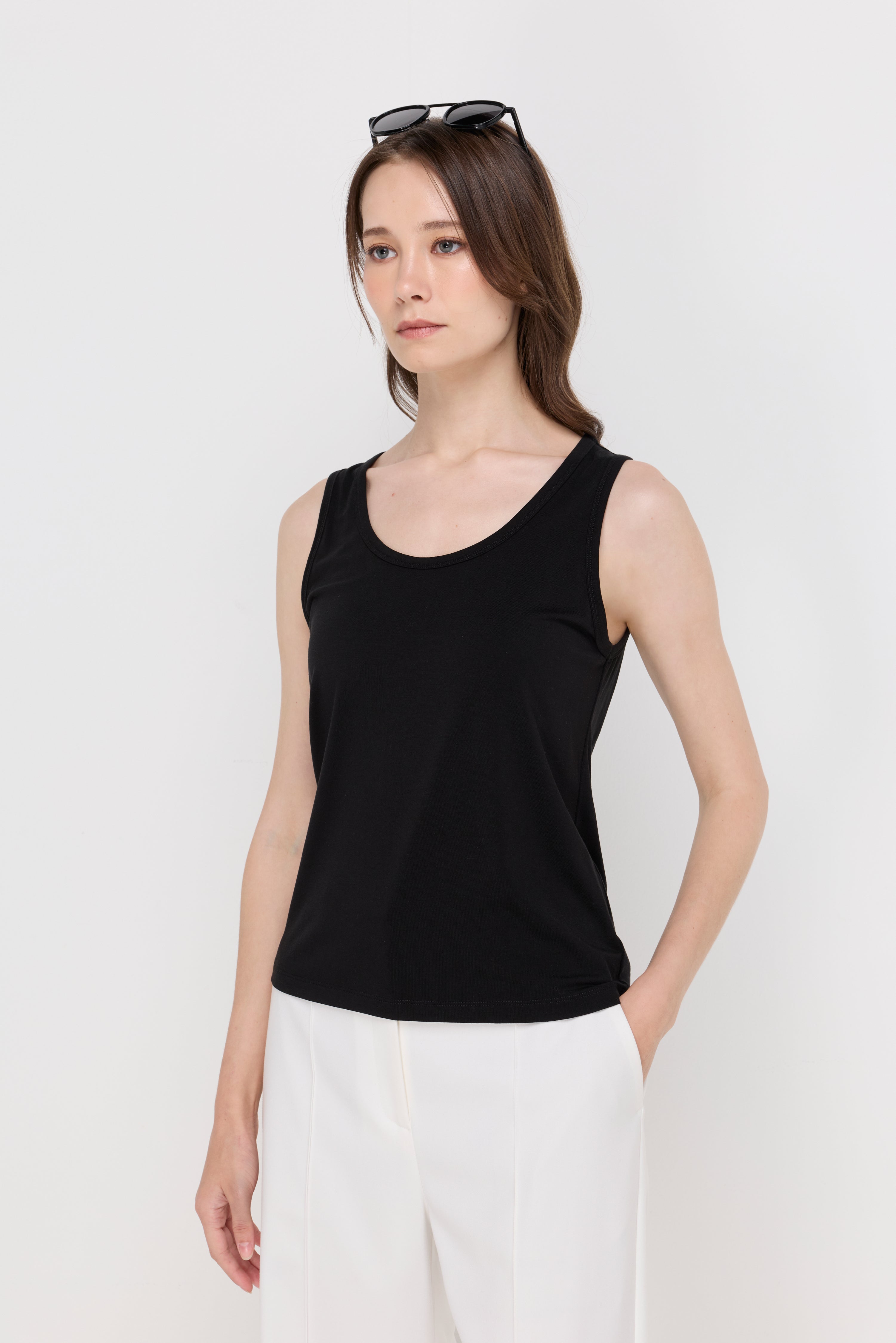 Serene Cotton Tank Top Black