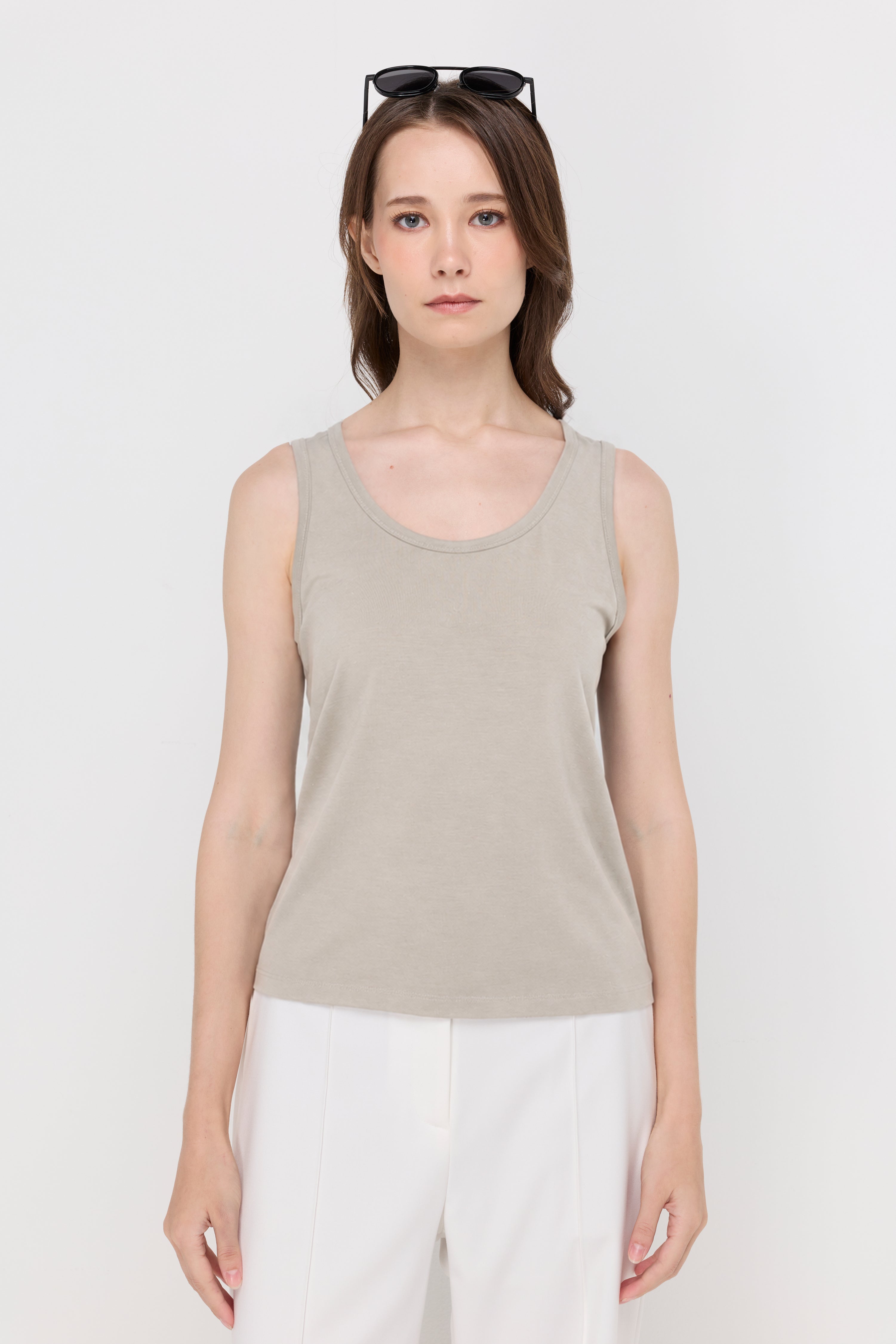 Serene Cotton Tank Top Brown