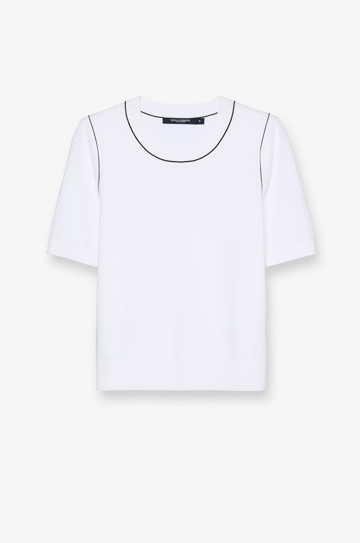 Contrast Trim Knit Top Off-White