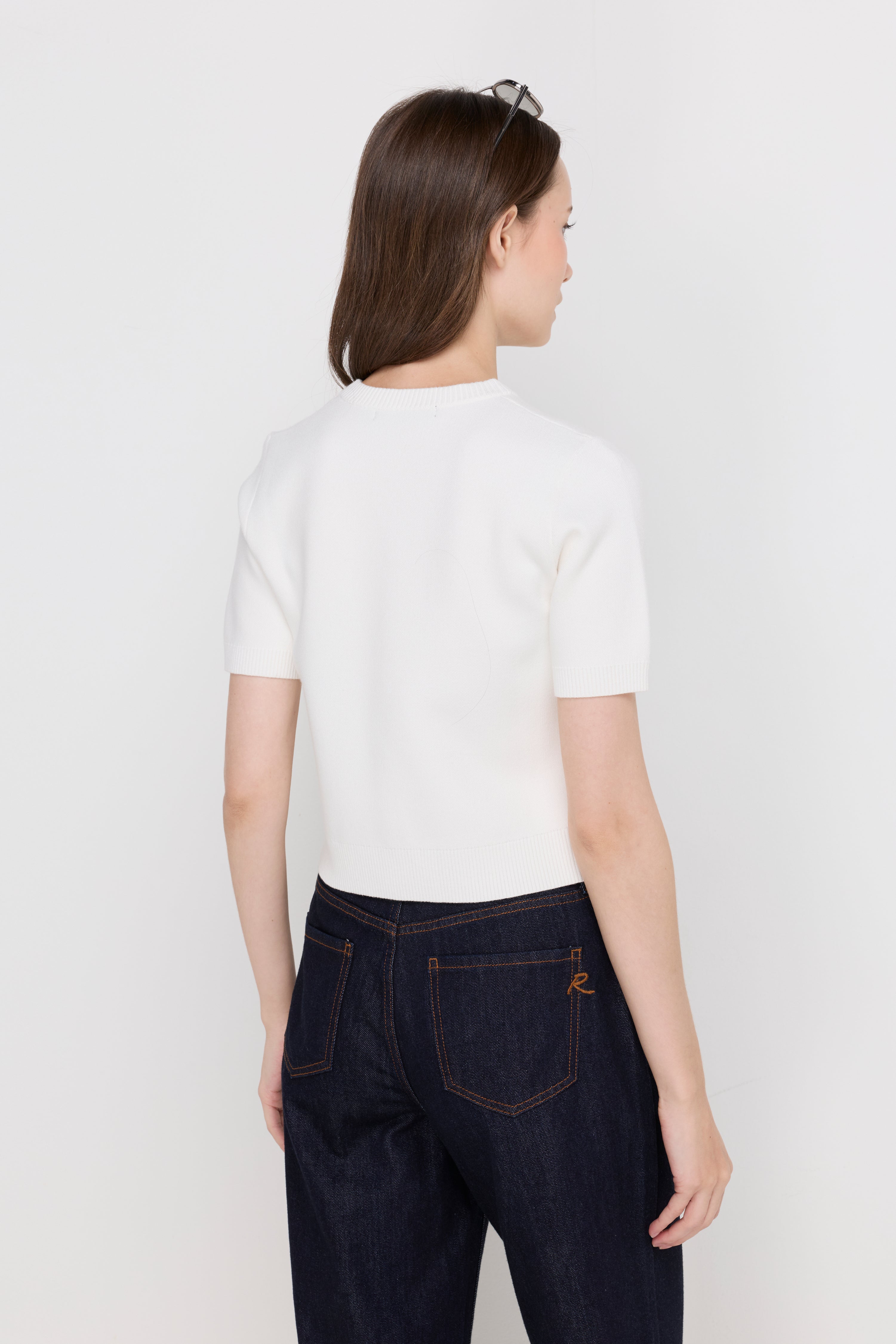 Button Detail Knit Cardigan Top Off-White