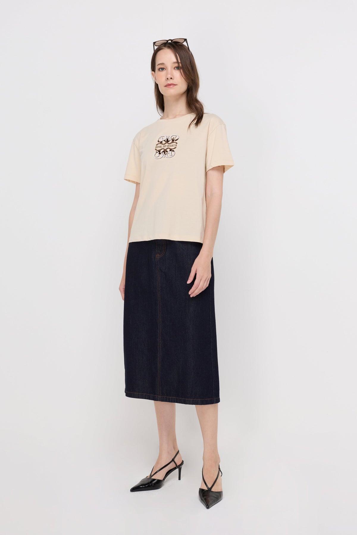 Monogram Signature Cotton T-Shirt Beige